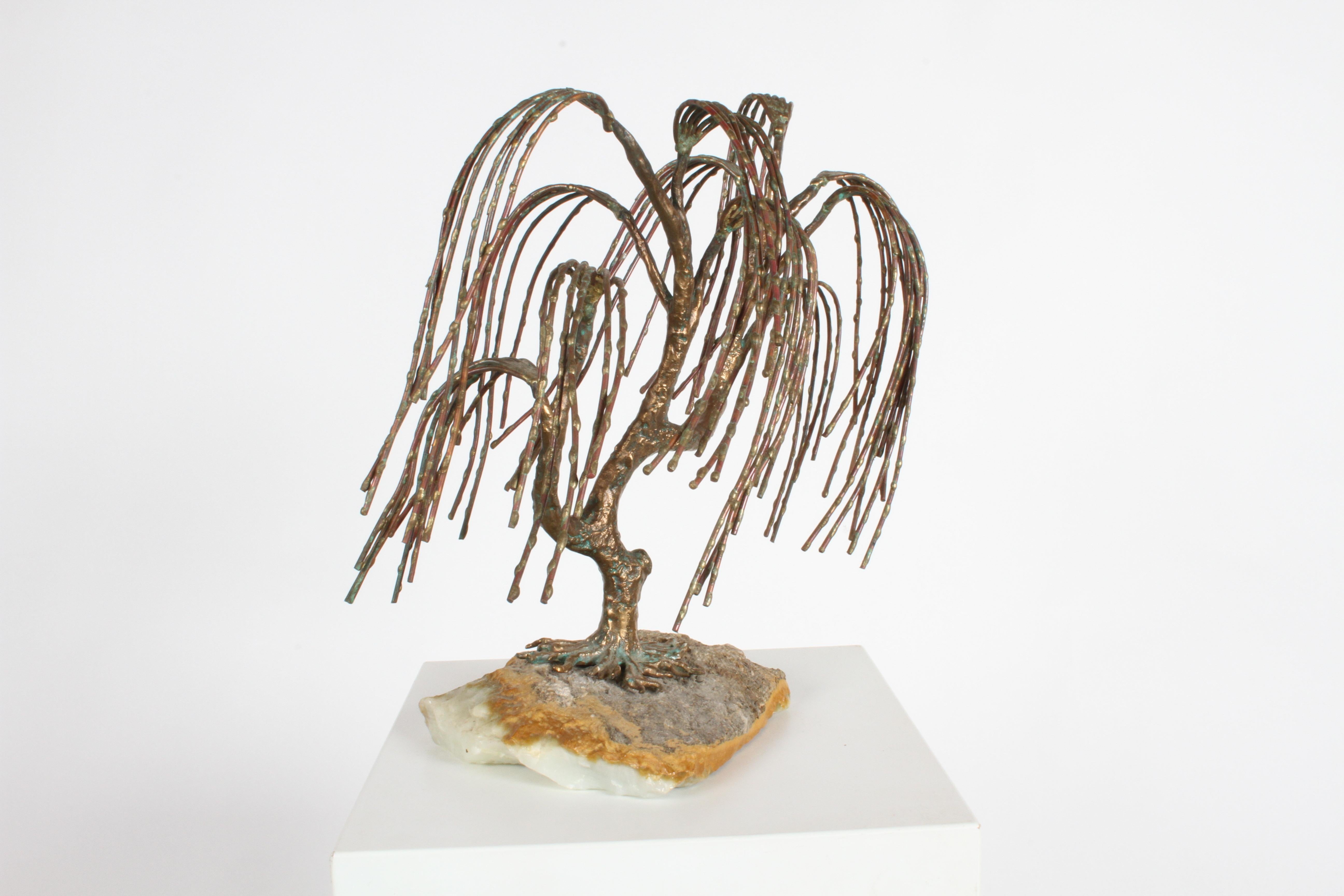 Scultura in bronzo brutalista moderna di metà secolo con albero piangente dell'artista Bijan in vendita 5