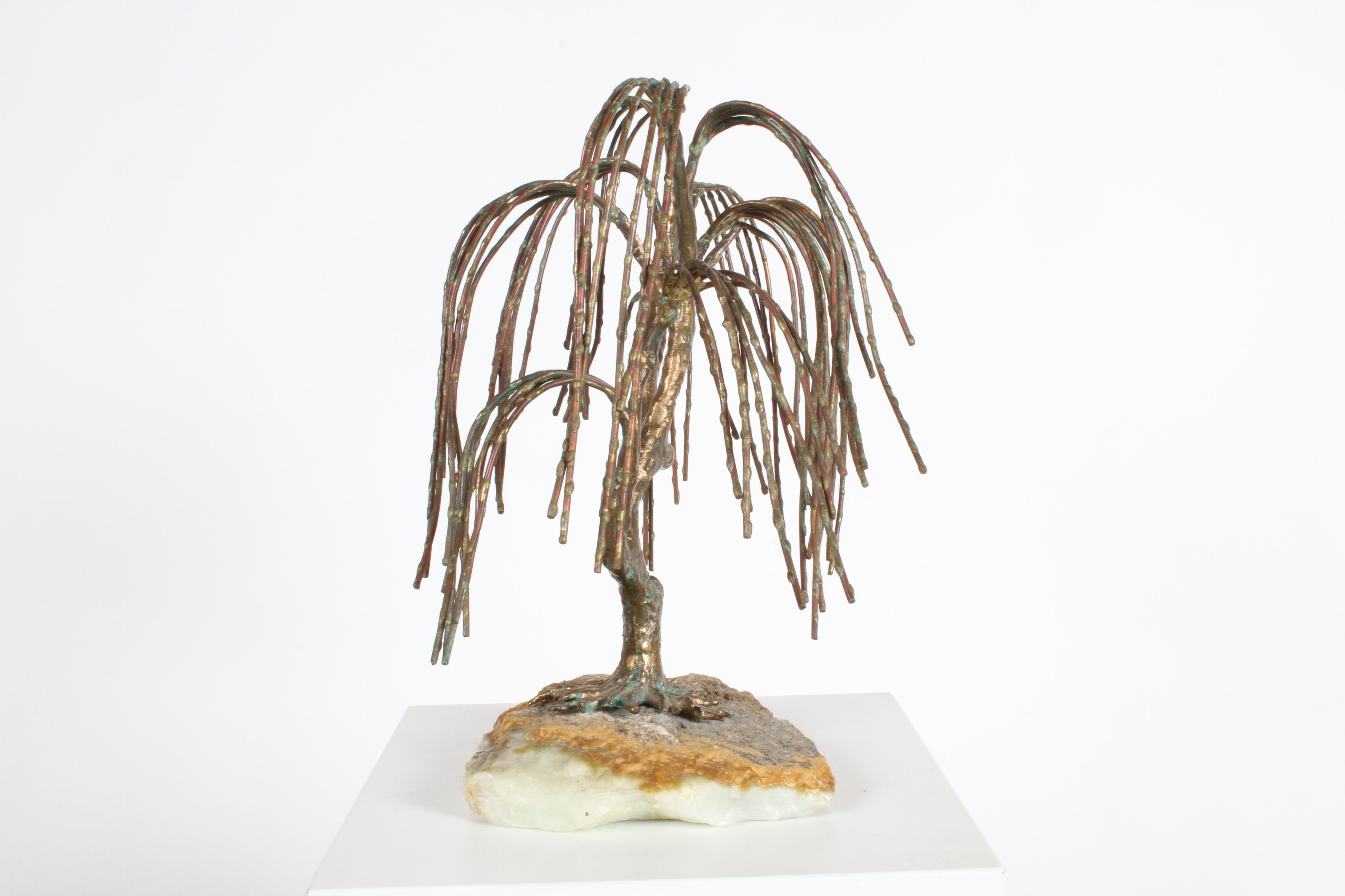 Mid-Century Modern Brutalist Bronze Sculpture of Weeping Tree by Artist Bijan In Good Condition For Sale In St. Louis, MO