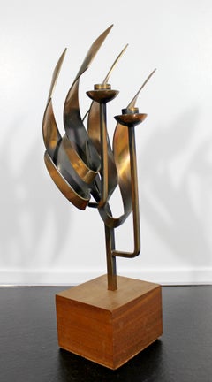 Mid-Century Modern Brutalist Candleholder Table Sculpture Signed Chayat, 1960s