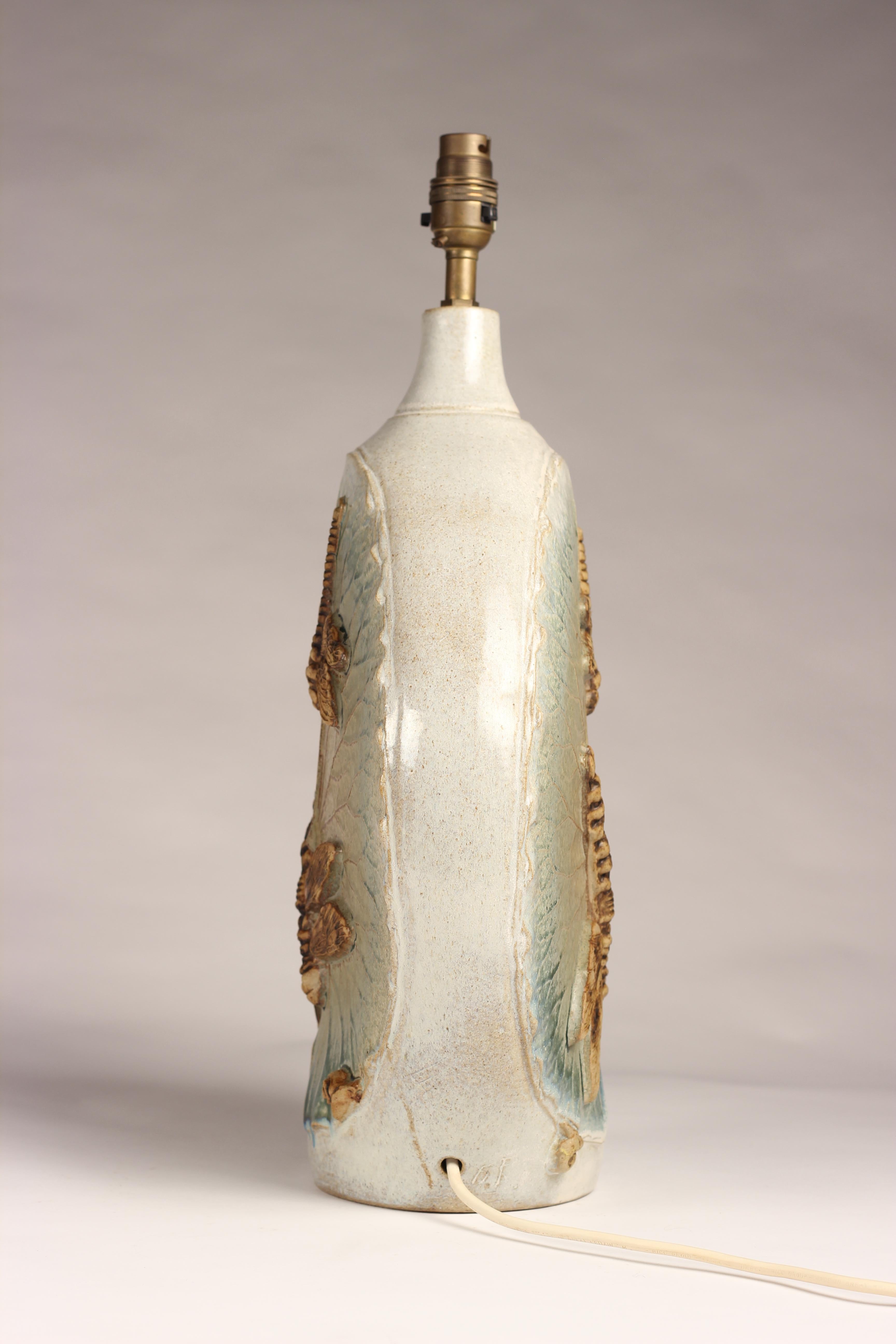 English Mid-Century Modern Brutalist Ceramic Dragonfly Table Lamp by Bernard Rooke