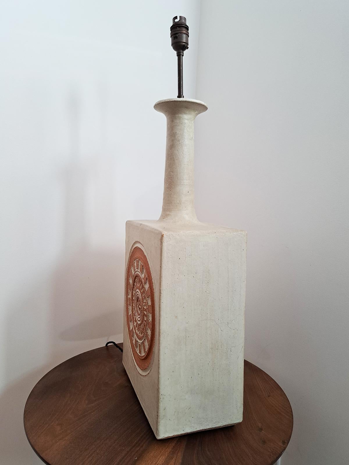 20th Century Mid-Century Modern Brutalist Ceramic Table Lamp, France For Sale