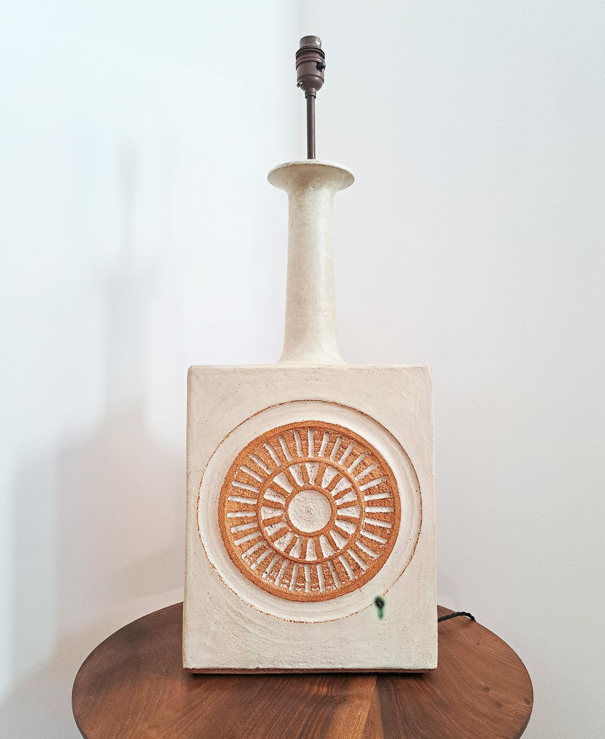 Mid-Century Modern Brutalist Ceramic Table Lamp, France For Sale 2