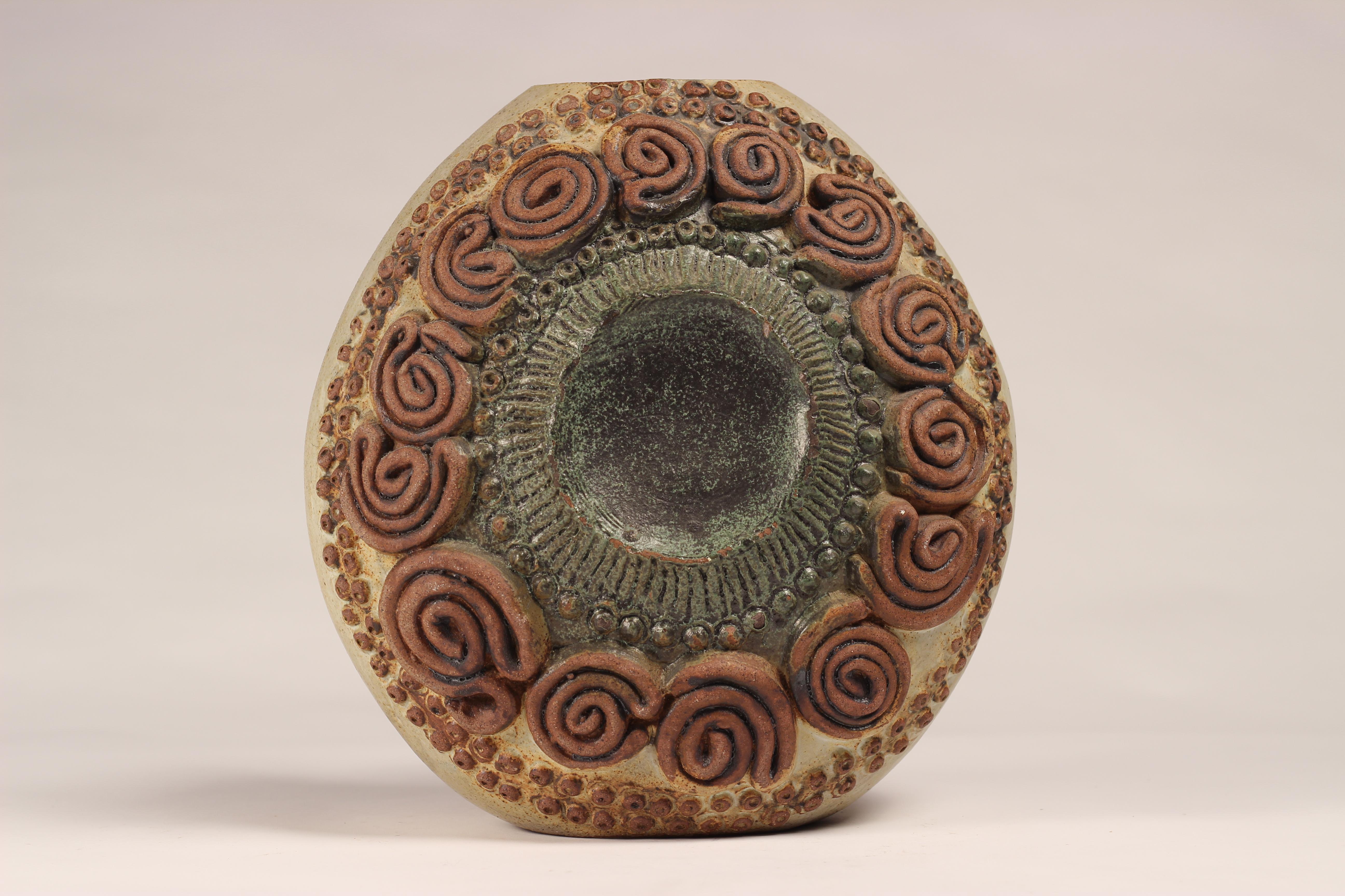 English Mid-Century Modern Brutalist Ceramic Vase by Bernard Rooke For Sale