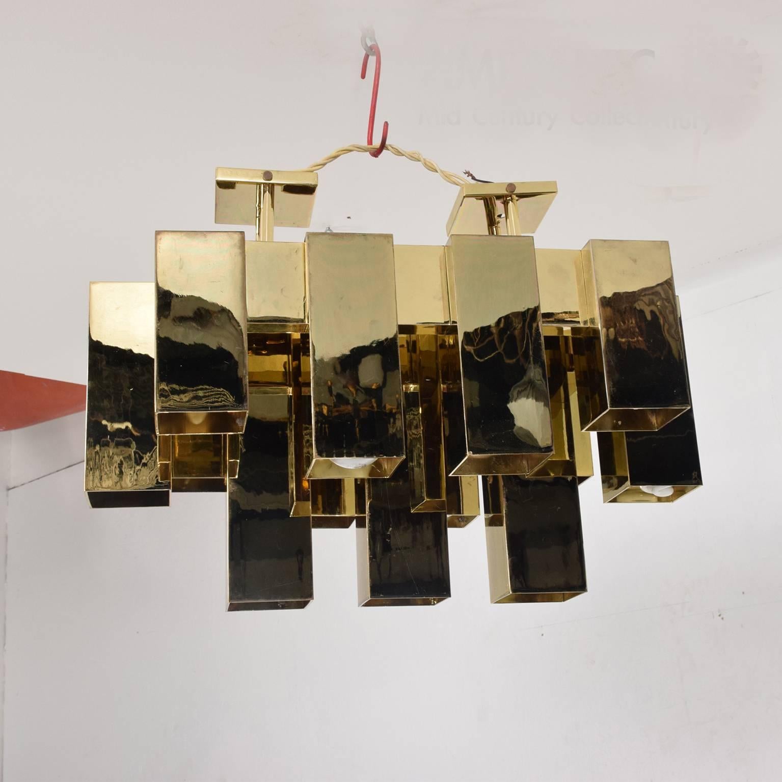 Mexican Mid-Century Modern Brutalist Chandelier, Sciolari Lightolier Era