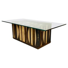 Mesa baja Brutalista Moderna de Mitad de Siglo de Curtis Jere, Firmada