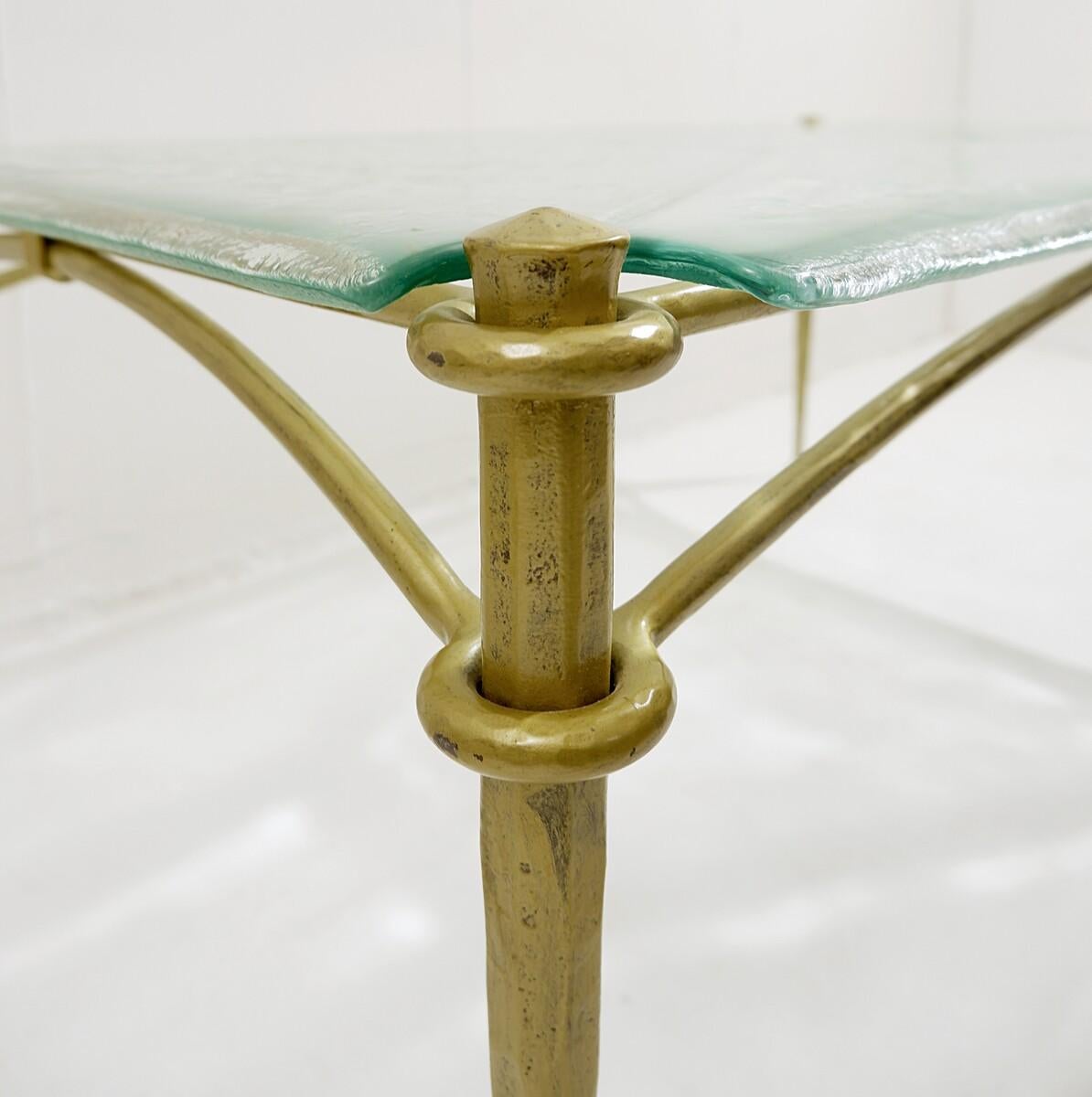 Brass Mid-Century Modern Brutalist Coffee Table by Lothar Klute, Germany, 1980s For Sale