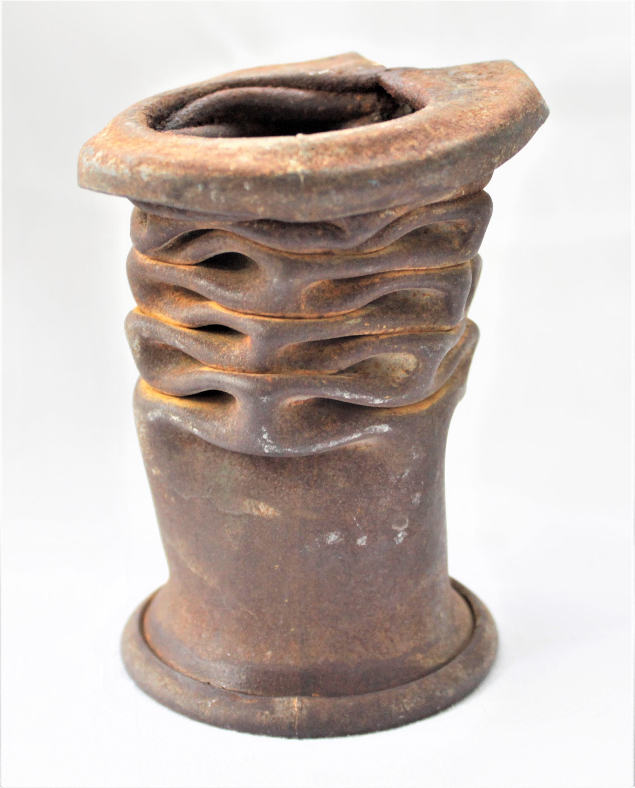 Hand-Crafted Mid-Century Modern Brutalist Compressed Metal Pipe Sculpture For Sale