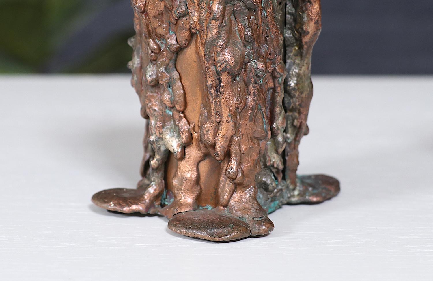 Mid-Century Modern Brutalist Copper Candle Holders For Sale 2