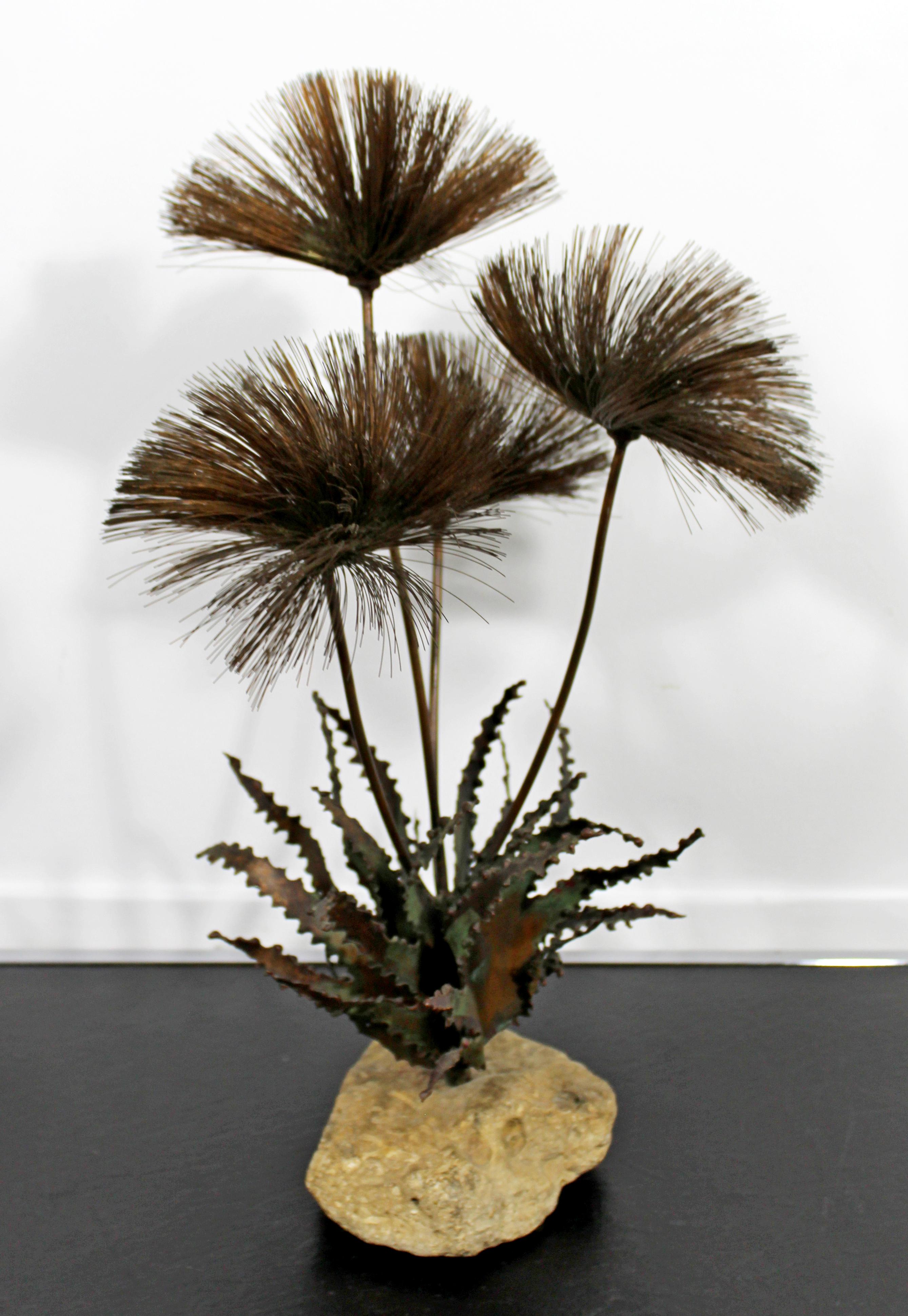 American Mid-Century Modern Brutalist Copper Flower Table Sculpture Signed John Steck