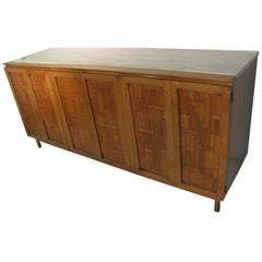 Mid-Century Modern Brutalist Credenza, Dresser by Bert England Travertine Top