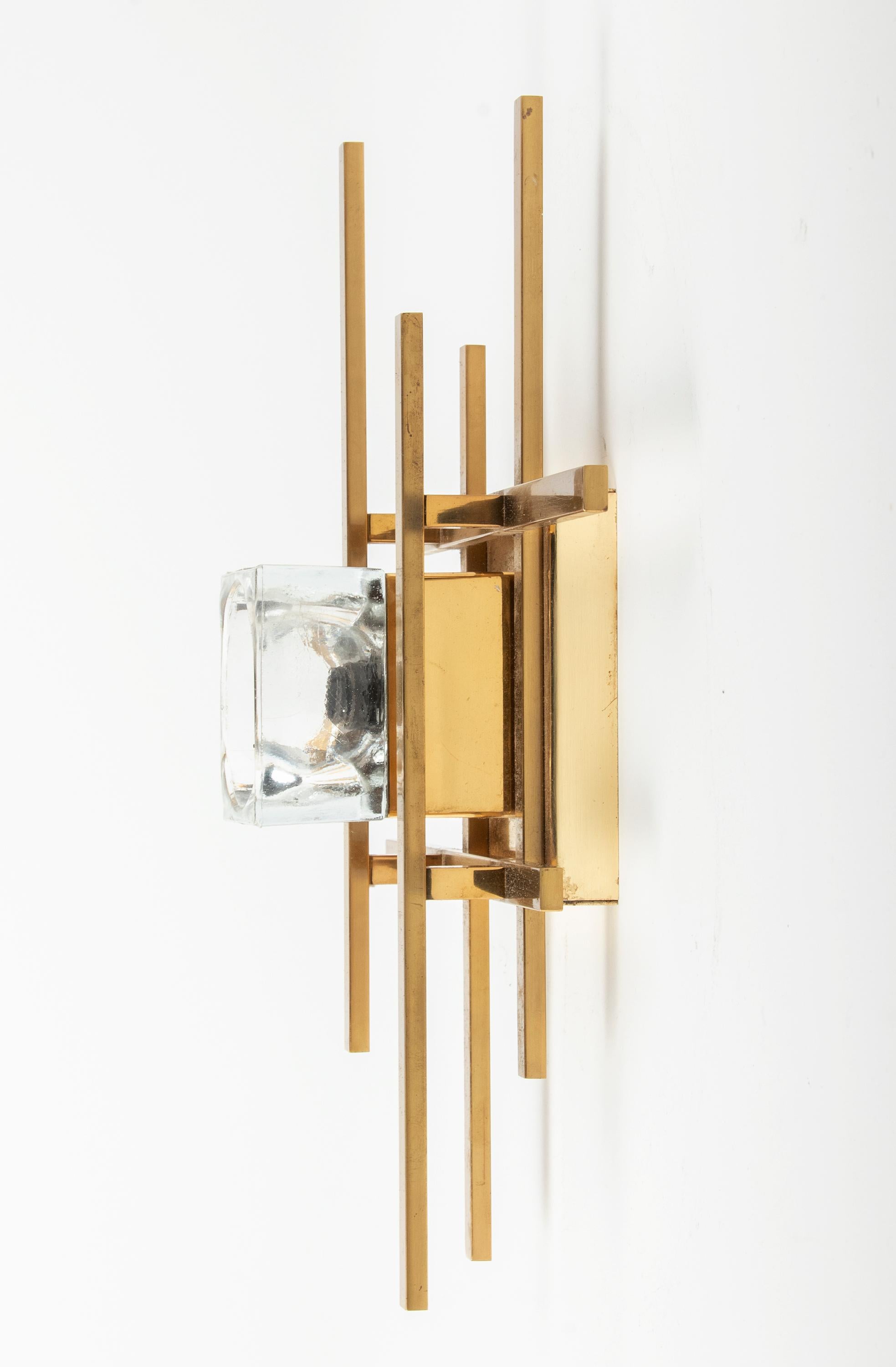 Mid-Century Modern Brutalist Cubic Sconse Wall Light by Sciolari For Sale 5