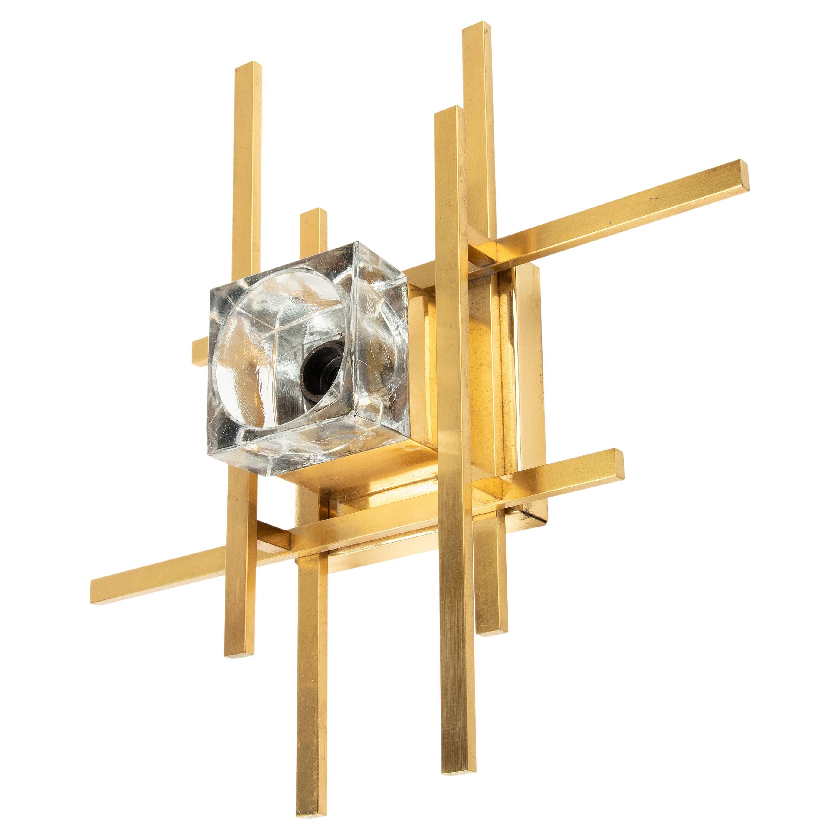 Mid-Century Modern Brutalist Cubic Sconse Wall Light by Sciolari For Sale
