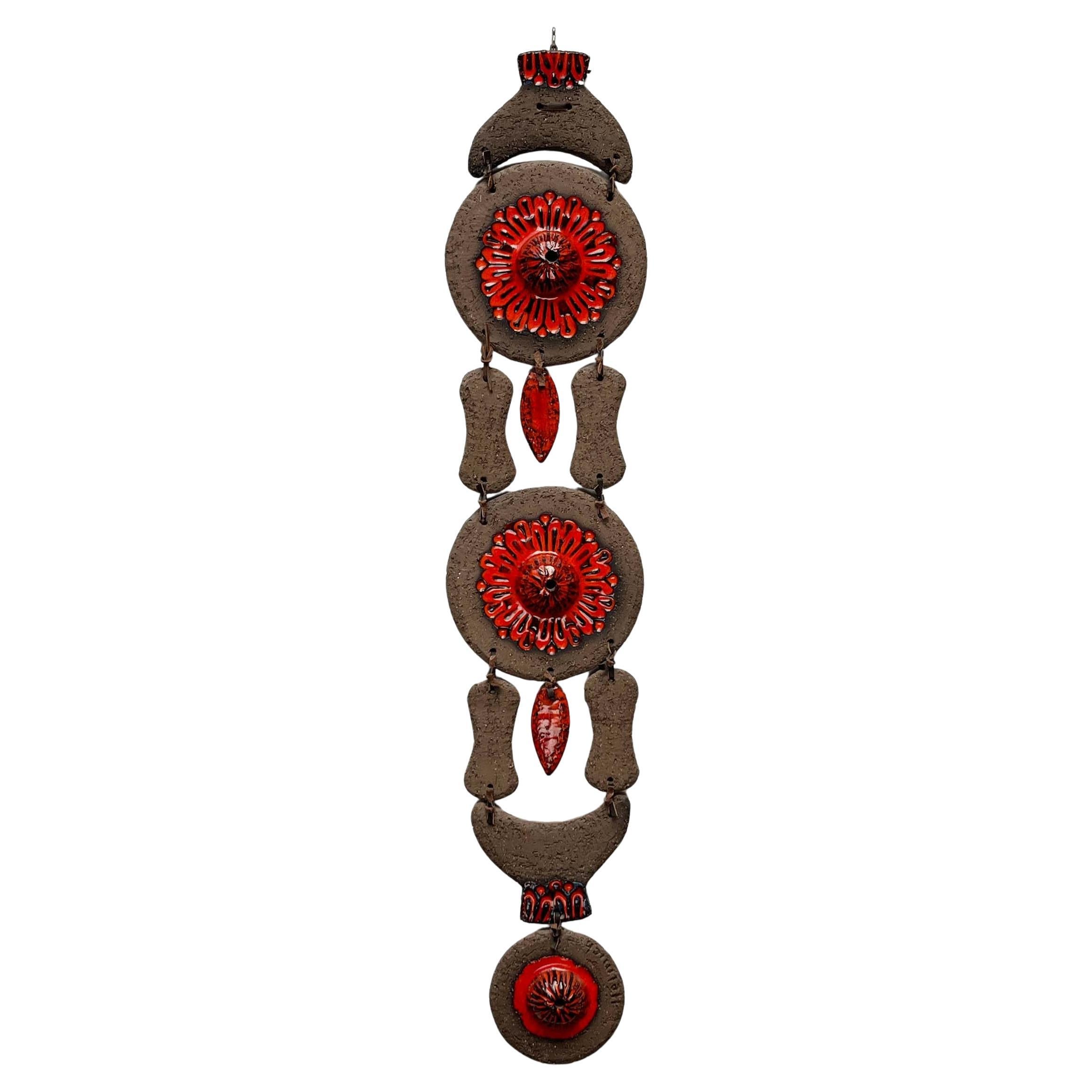 Mid-Century Modern Brutalist Danish Studio Pottery Wand Hänger Clara Helmich
