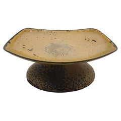 Mid-Century Modern Brutalist Enamel Pedestal Dish