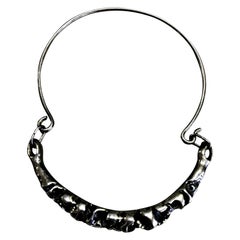 Mid-Century Modern Brutalistische exquisite Sterlingsilber-Halskette mit Kragen Choker Halskette
