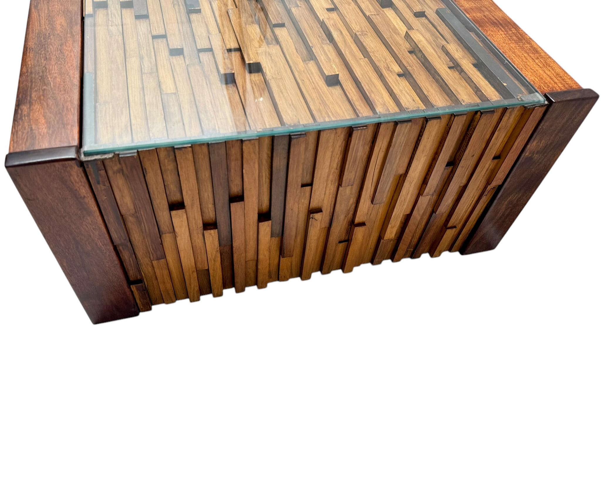 Mesa de centro plegable Brutalista Moderna de mediados de siglo de Percifal Lafer, años 60 Madera dura en venta