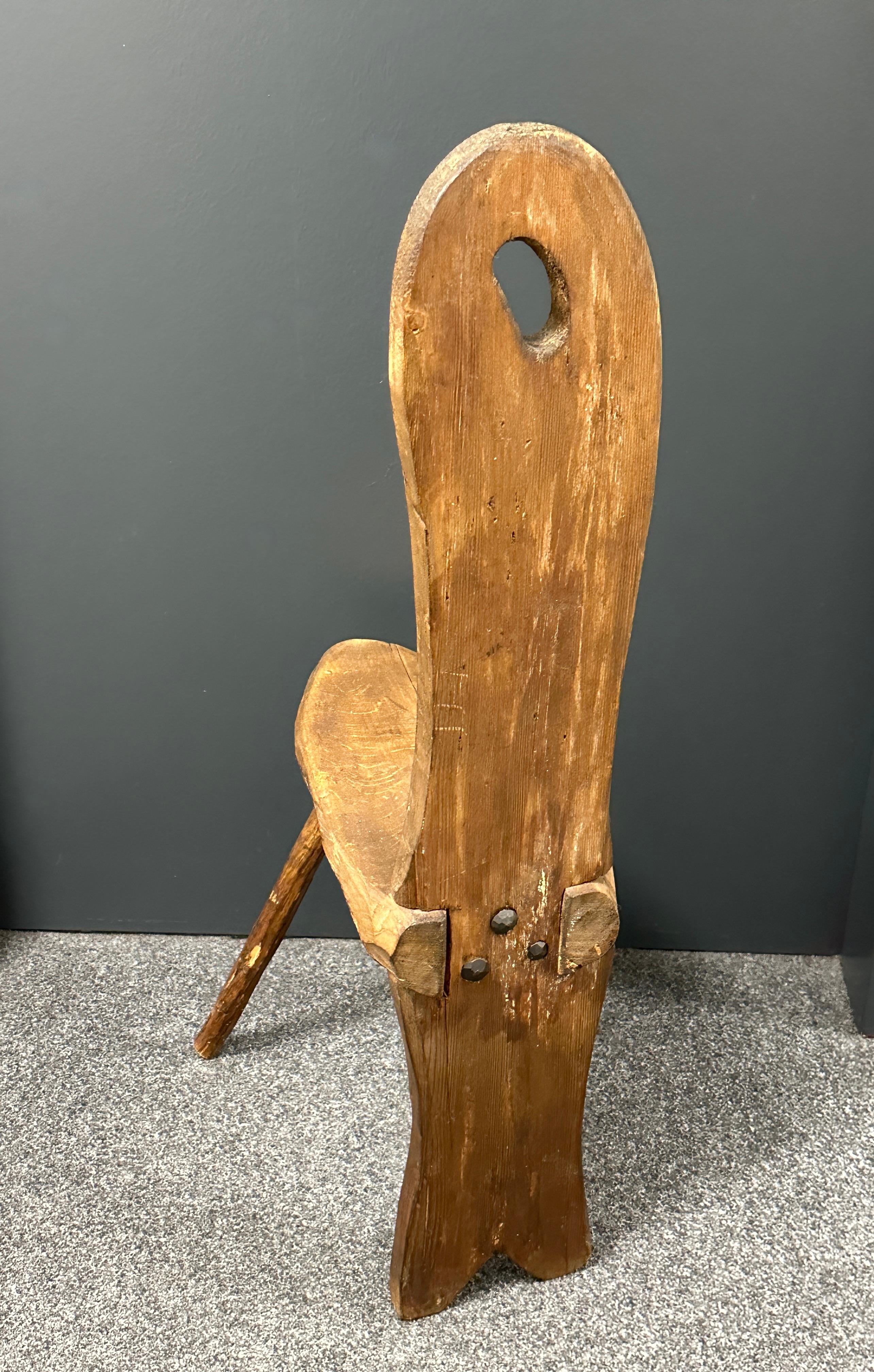 The Modern Modern Brutalist Folkart Tripod Chair, Allemagne Vintage 1950s en vente 3