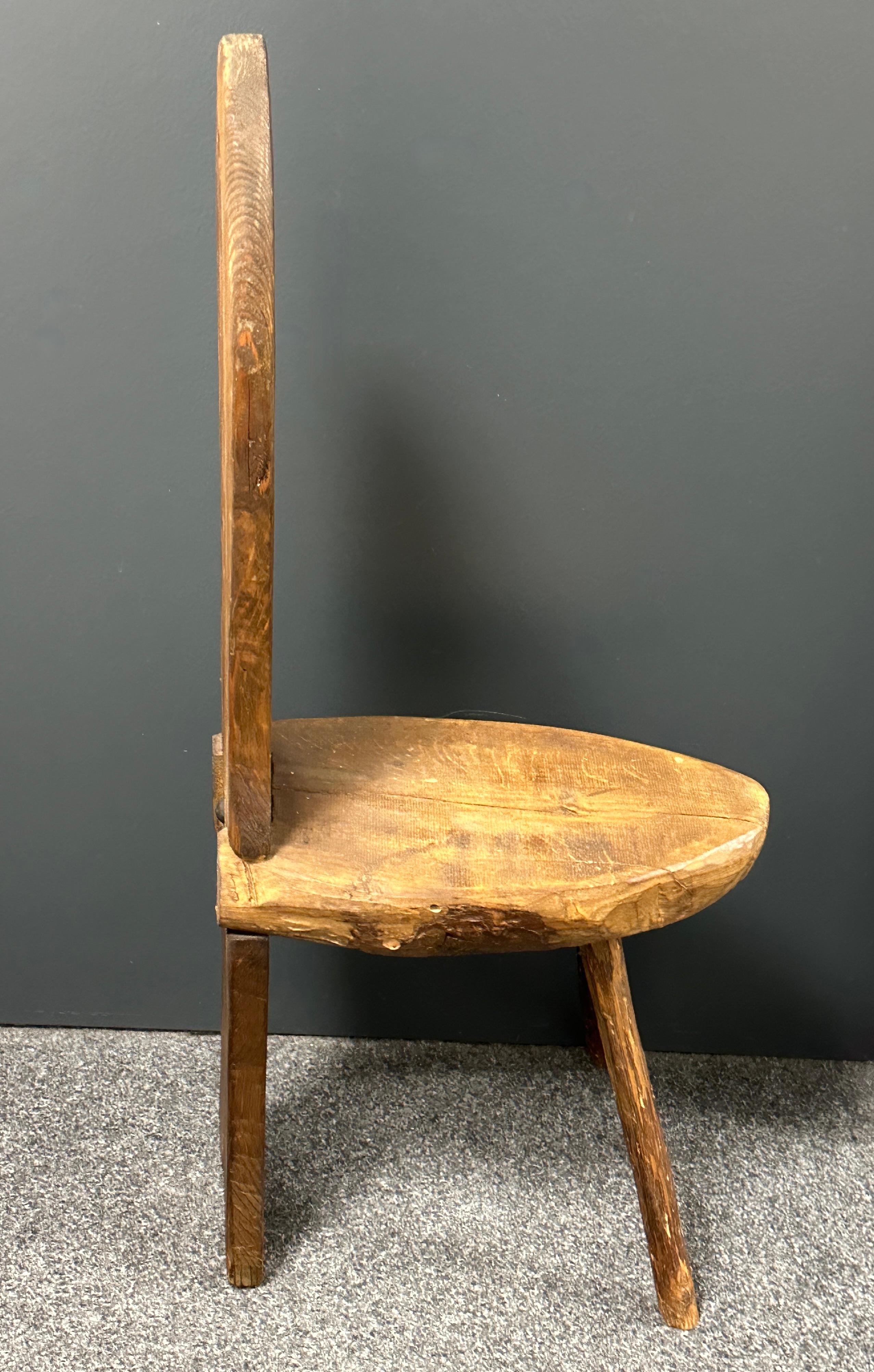 Mid-Century Modern Brutalist Folkart Tripod Chair, Germany Vintage 1950s For Sale 6