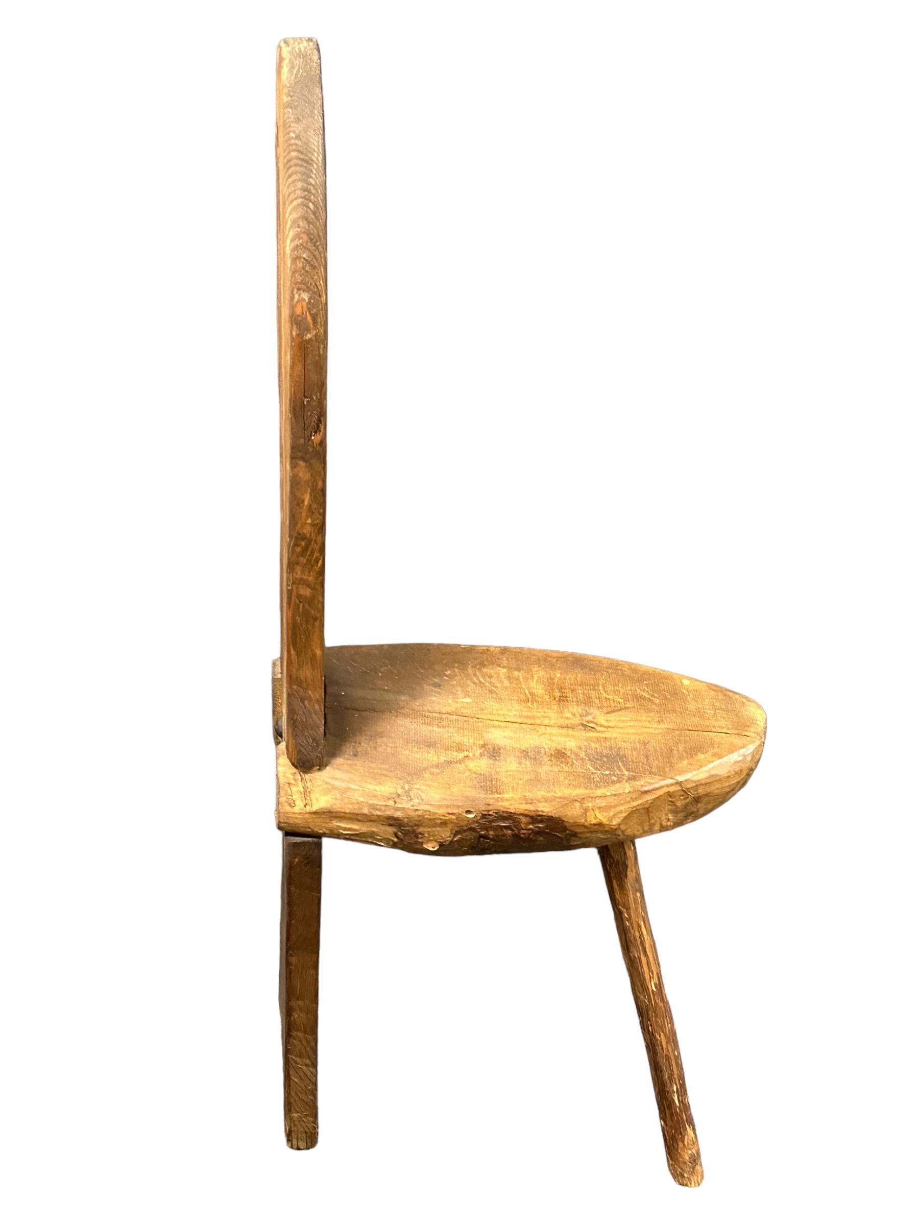 Mid-20th Century Mid-Century Modern Brutalist Folkart Tripod Chair, Germany Vintage 1950s For Sale