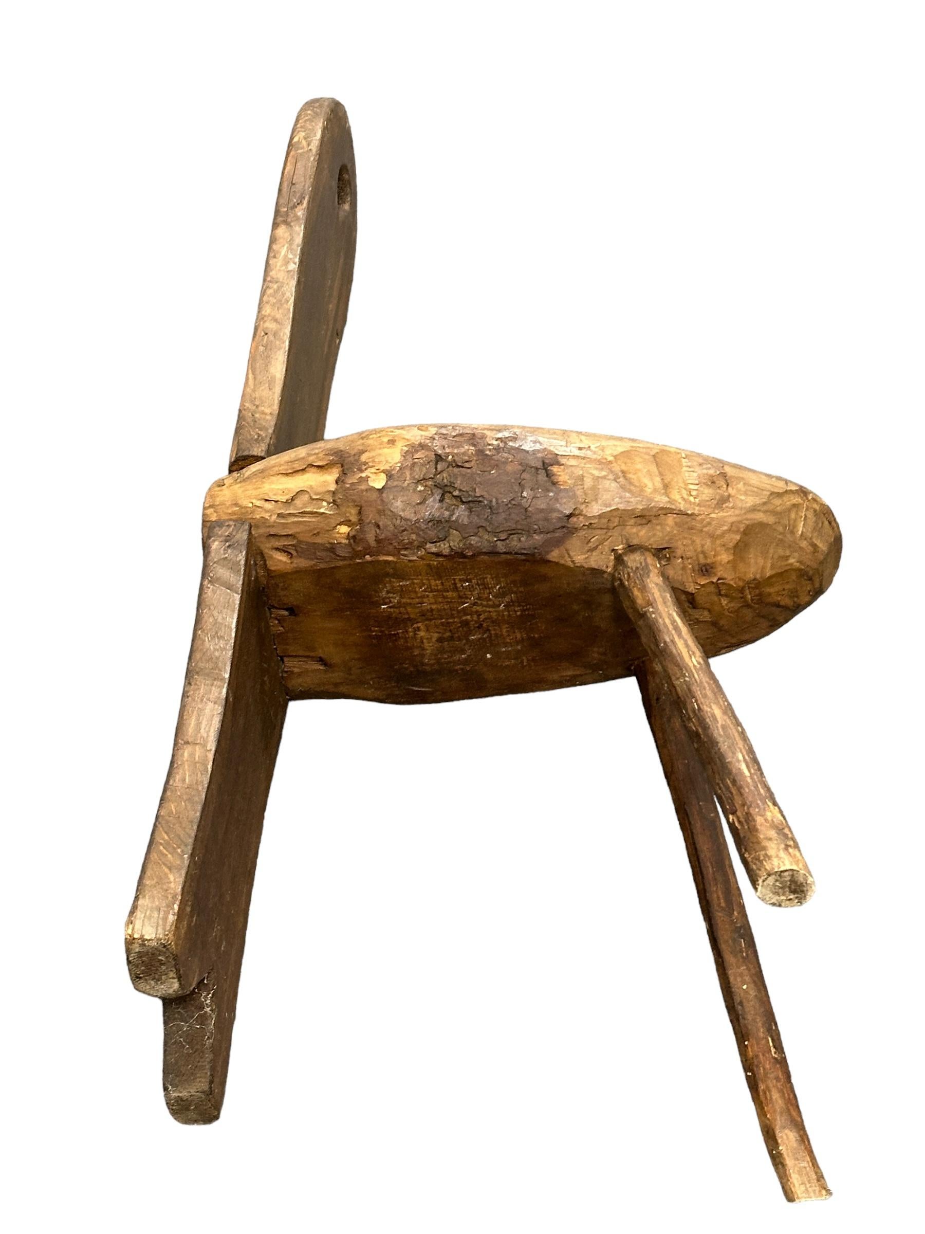 Mid-Century Modern Brutalist Folkart Tripod Chair, Germany Vintage 1950s For Sale 1