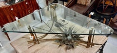Mid Century Modern Brutalist Gilt Metal Cocktail or Coffee Table