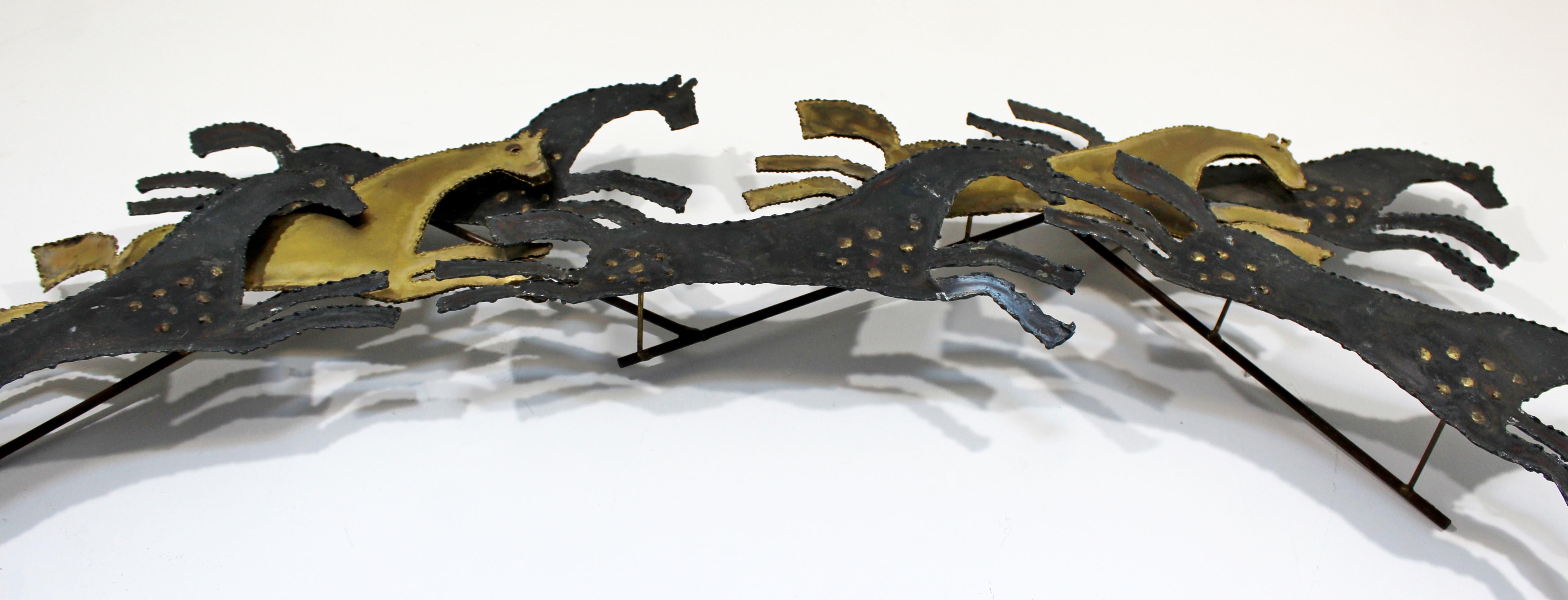 Mid-20th Century Mid-Century Modern Brutalist Hammered Metal Horse Wall Art Sculpture, 1960s