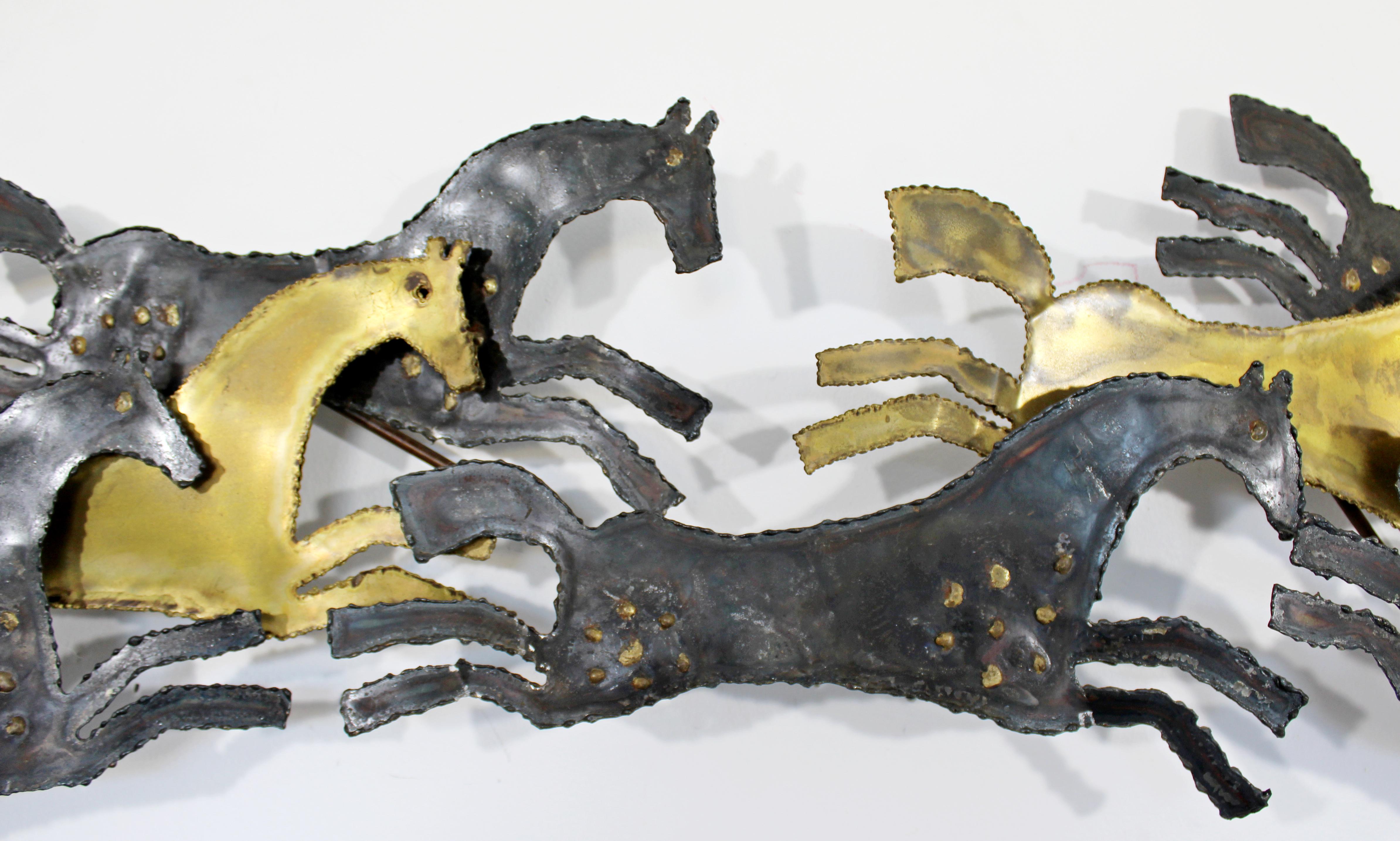 Mid-Century Modern Brutalist Hammered Metal Horse Wall Art Sculpture, 1960s For Sale 1