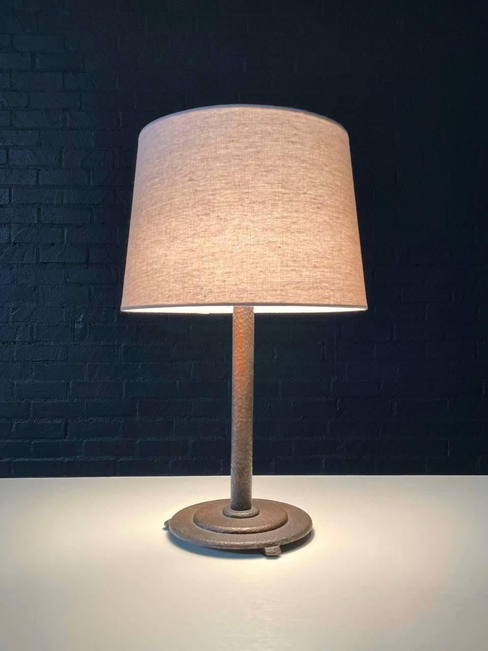 Materials: Metal, New Shade

Condition: Newly Rewired, New Shade

Dimensions: 
21.50”H x 8”W x 8”D
Shade:
9.25
