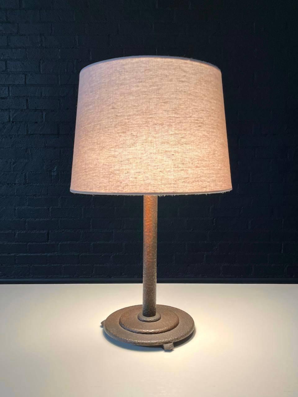 American Mid-Century Modern Brutalist Hammered Table Lamp For Sale