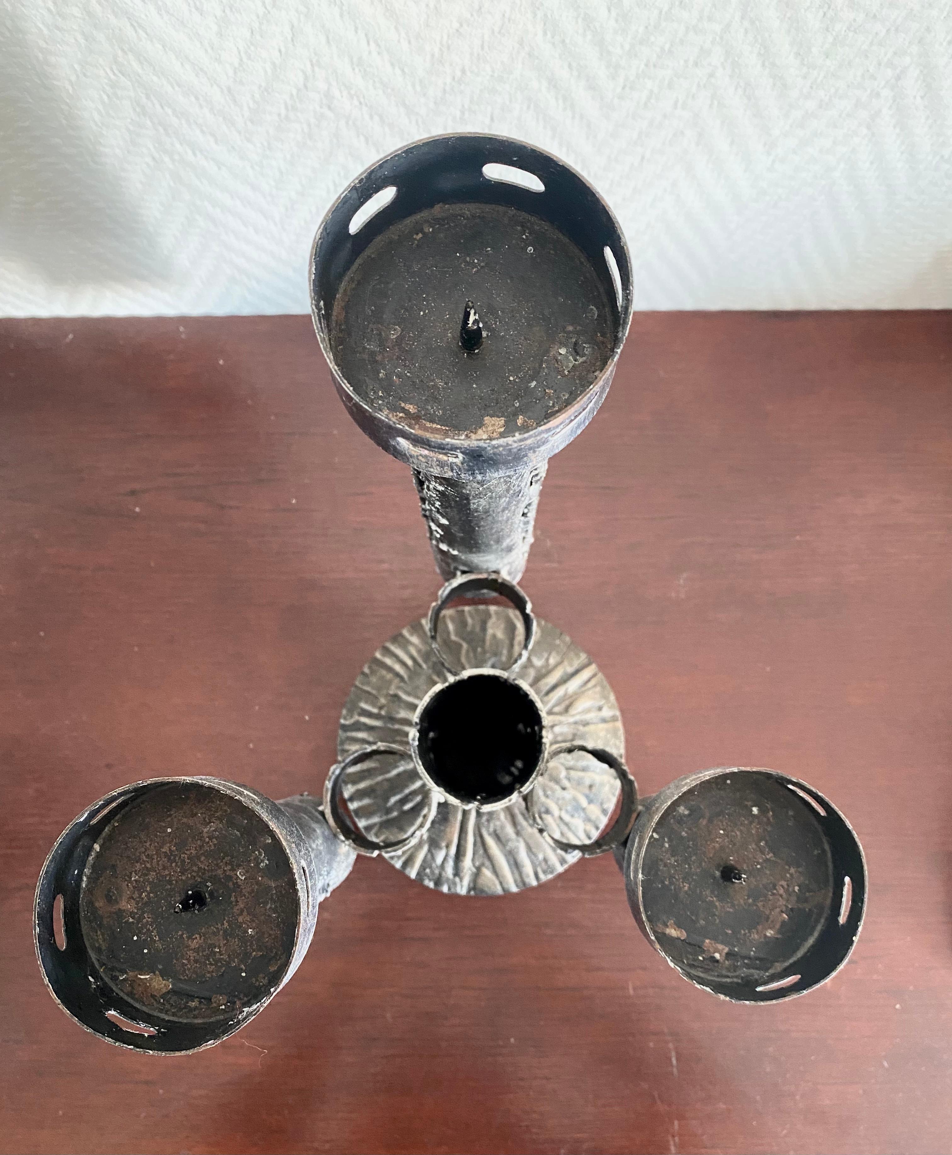20th Century Mid-Century Modern Brutalist Iron Candleholder, Candlestick For Sale