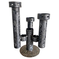 Mid-Century Modern Brutalist Iron Candleholder, Candlestick