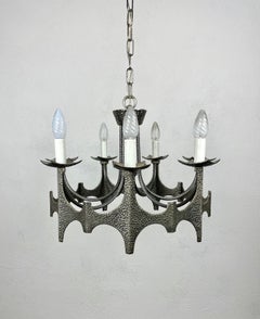 Mid-Century Modern Brutalist Iron Chandelier Pendant