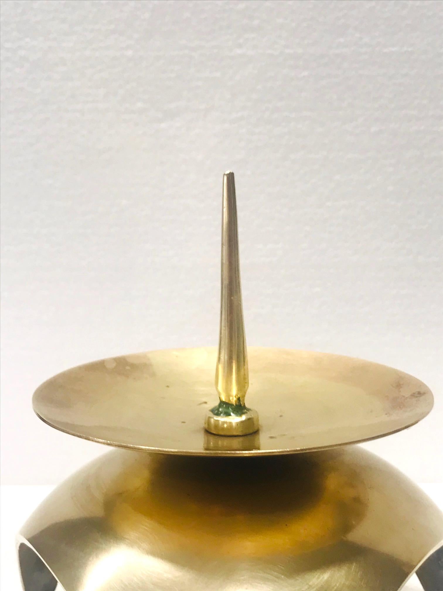 Mid-Century Modern Brutalist Japanese Candleholders in Solid Brass, circa 1960s 6