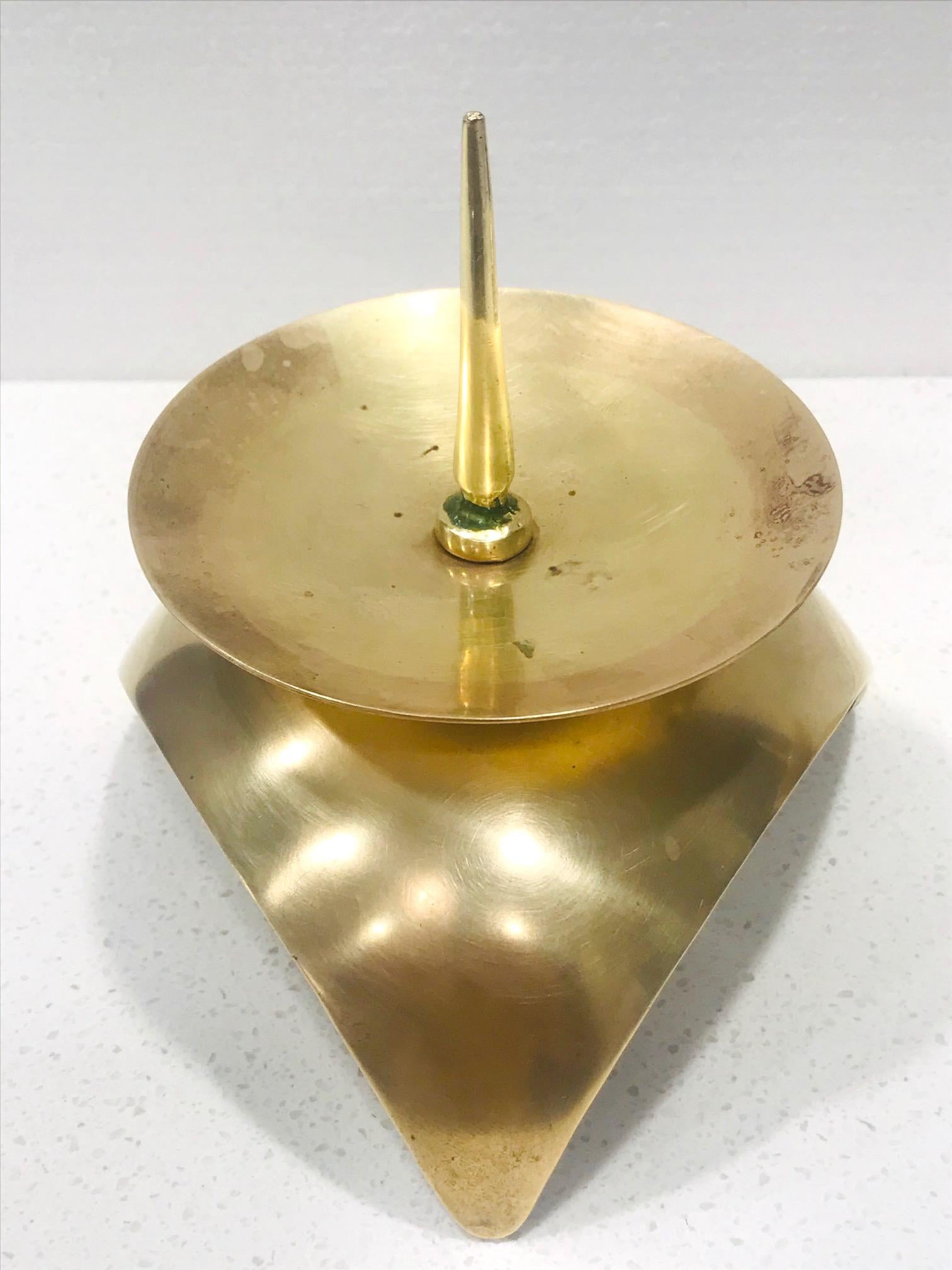 Mid-Century Modern Brutalist Japanese Candleholders in Solid Brass, circa 1960s 7
