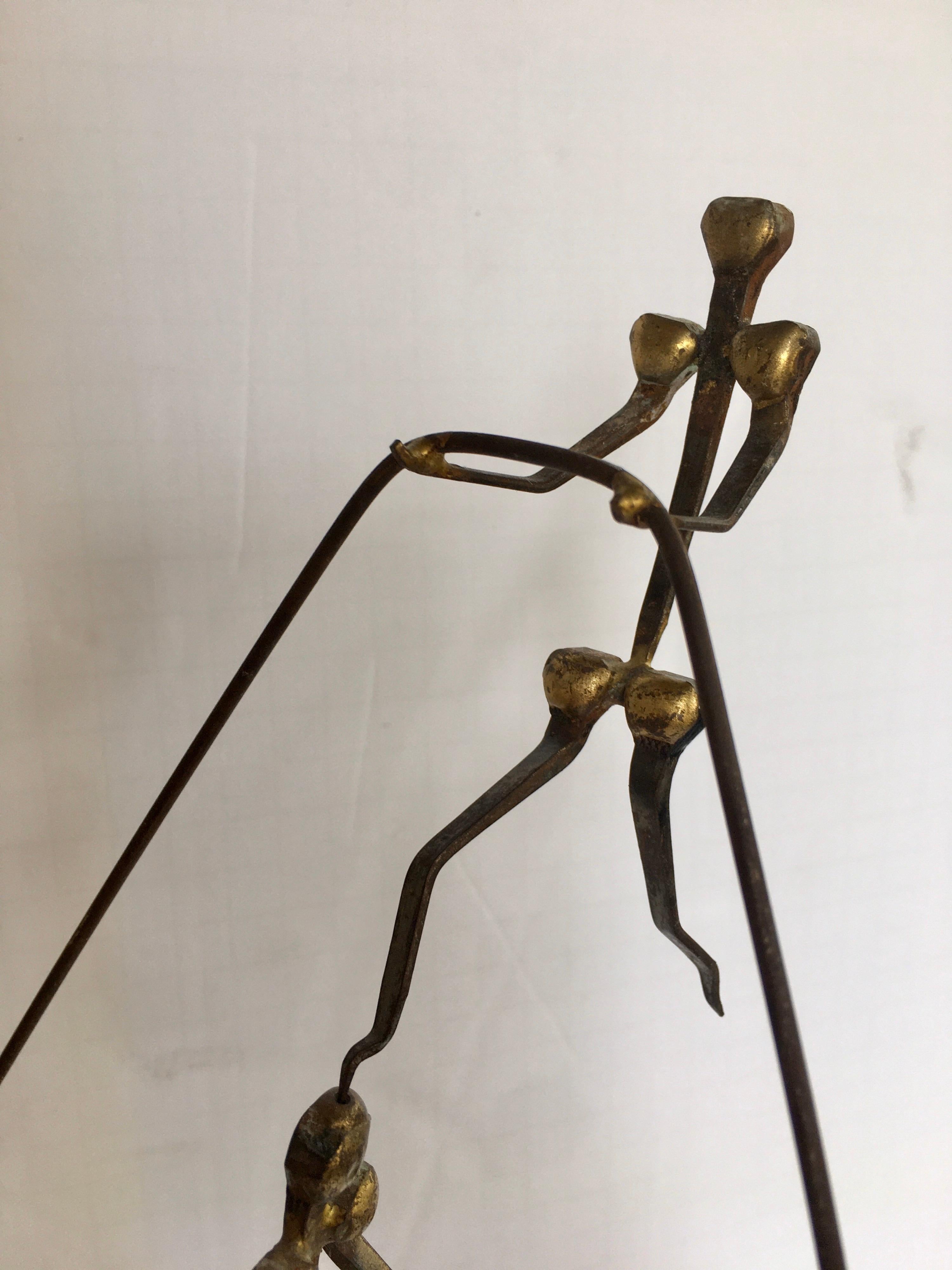 Mid-Century Modern Brutalist Kinetic Balancing Man Sculpture by Strauss, 1970’s  In Good Condition For Sale In Lambertville, NJ