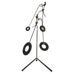 Mid-Century Modern Brutalist Kinetic Balancing Man Sculpture by Strauss, 1970’s