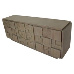 Mid-Century Modern Brutalist Lane Credenza Dresser in Custom Grey Finish