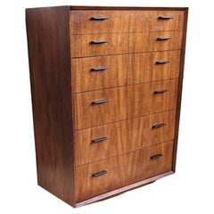 Mid Century Modern Brutalist Lane Furniture 1960s Tallboy HighboyDresser Storage