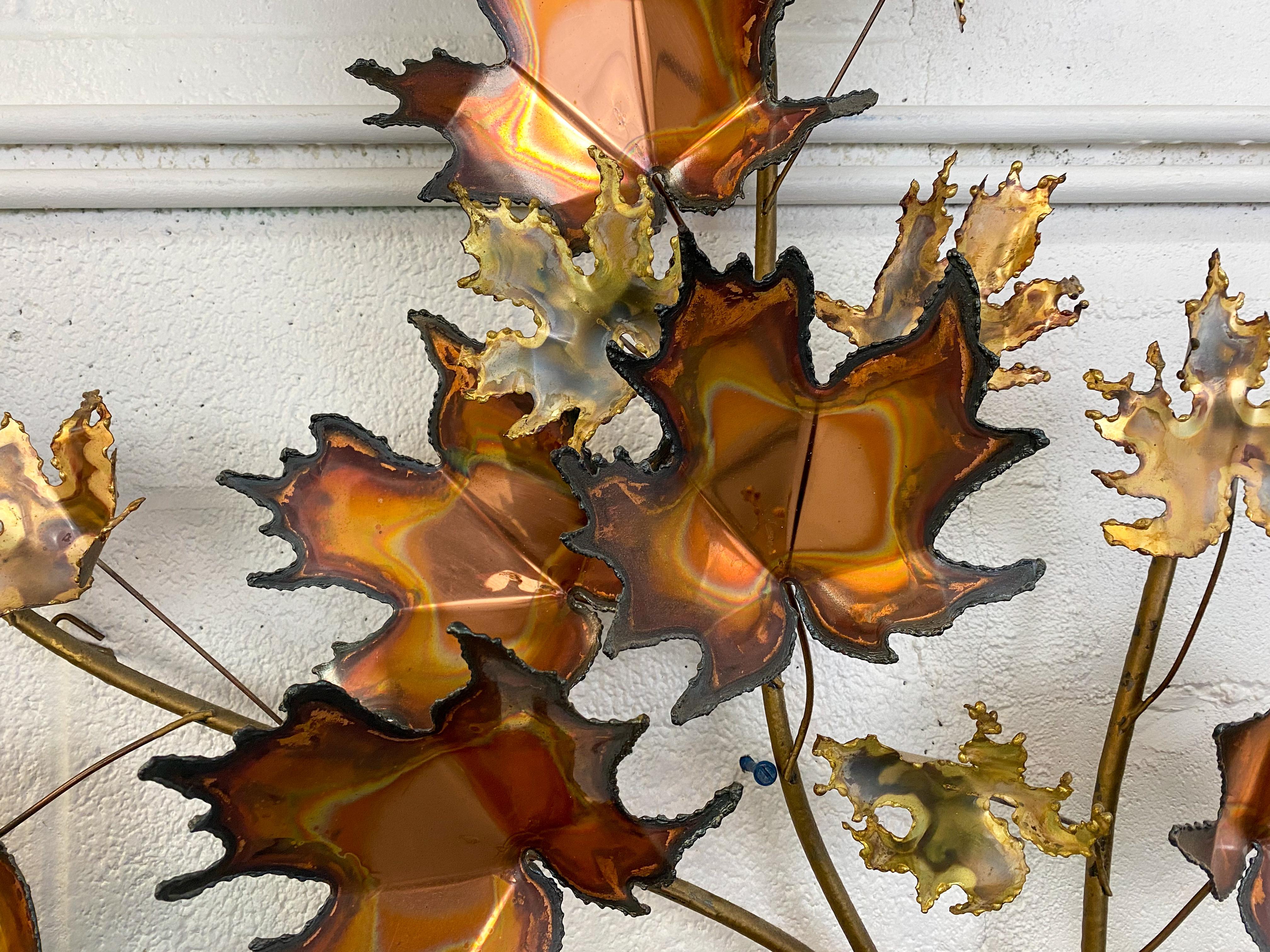 20th Century Mid-Century Modern Brutalist Leaf Bronze Wall Sculpture by Curtis Jere  For Sale