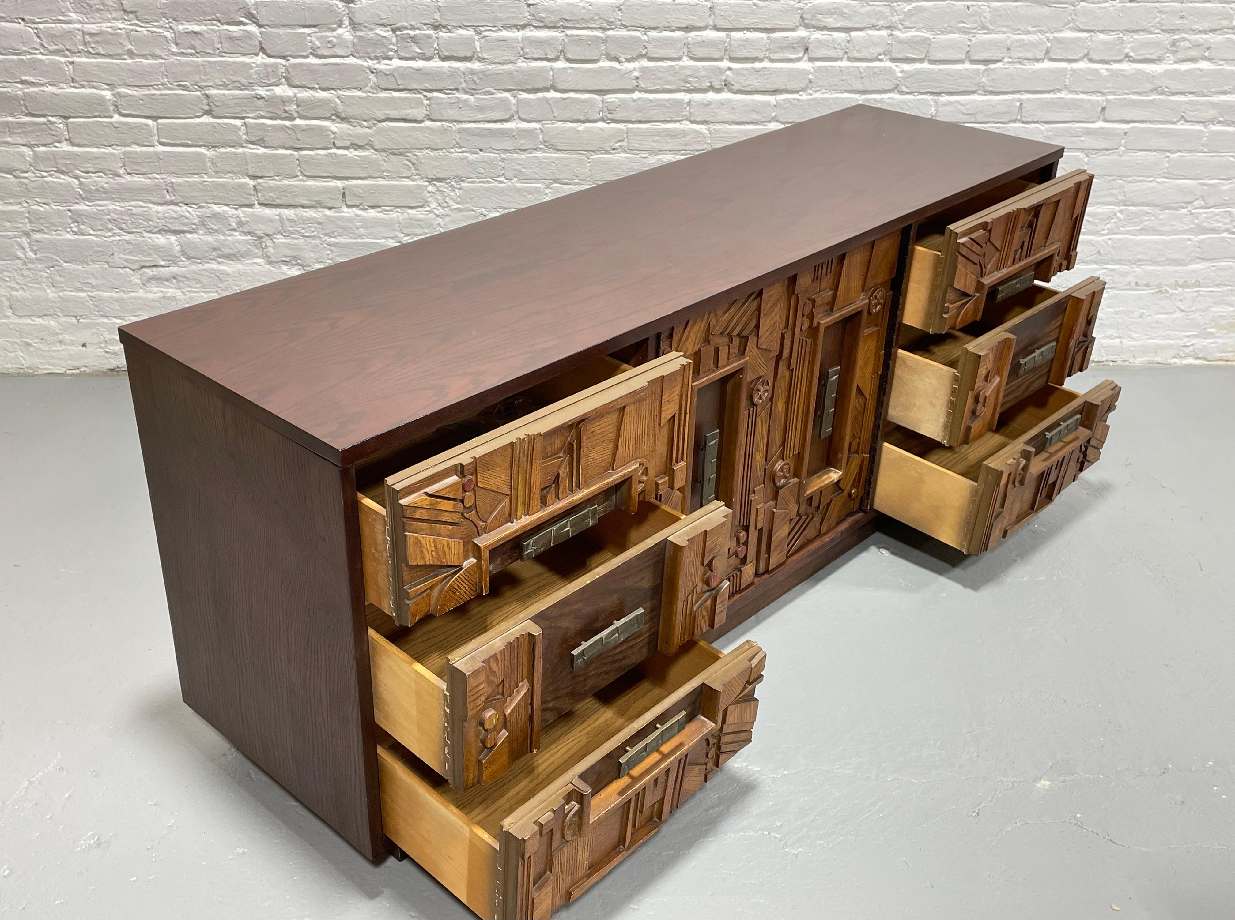Mid Century MODERN BRUTALIST Long Dresser / CREDENZA in the style of Paul Evans 5