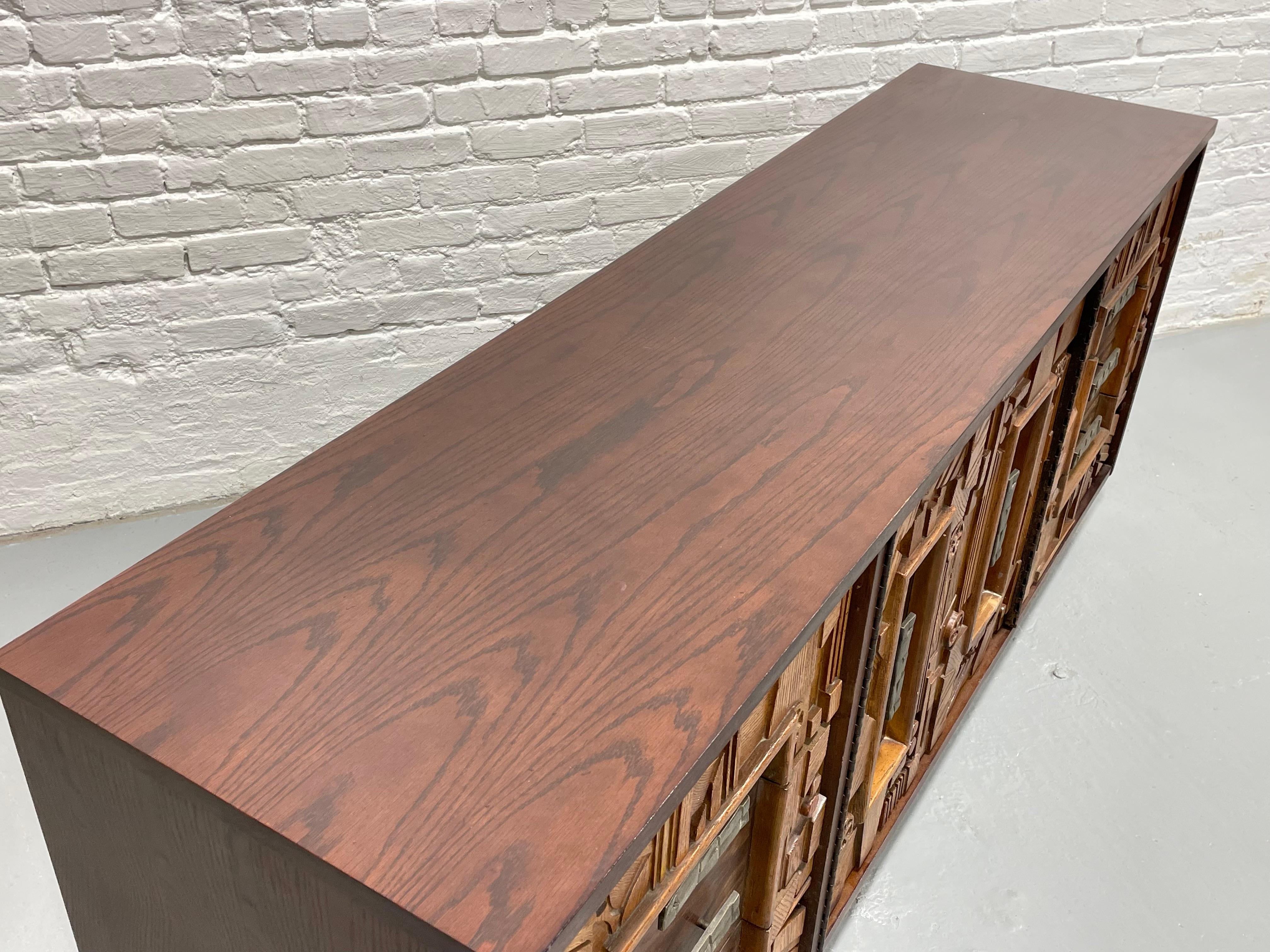 Mid Century MODERN BRUTALIST Long Dresser / CREDENZA in the style of Paul Evans 6