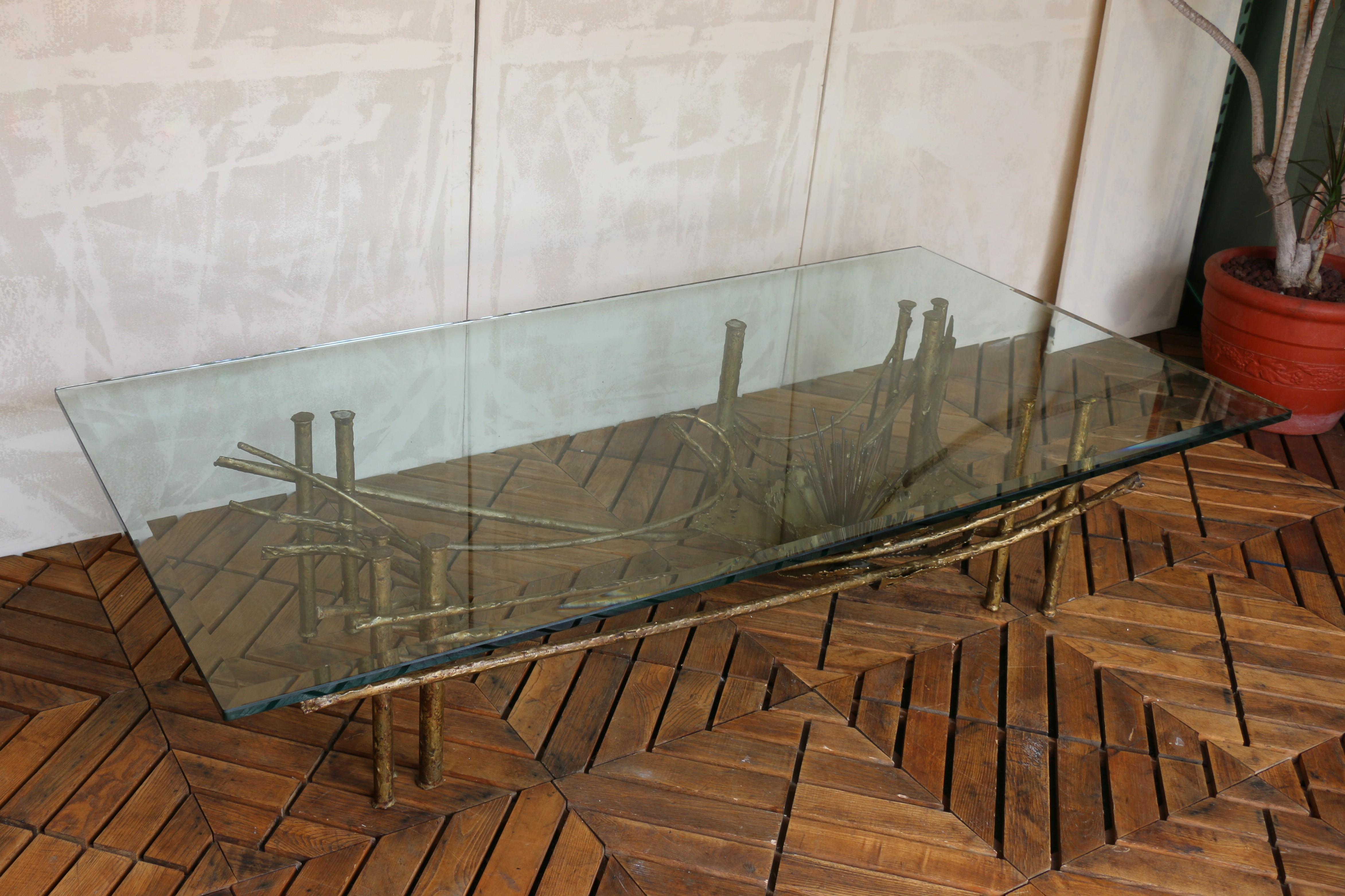 American Mid-Century Modern Brutalist Lotus Coffee Table, Circa 1960s For Sale