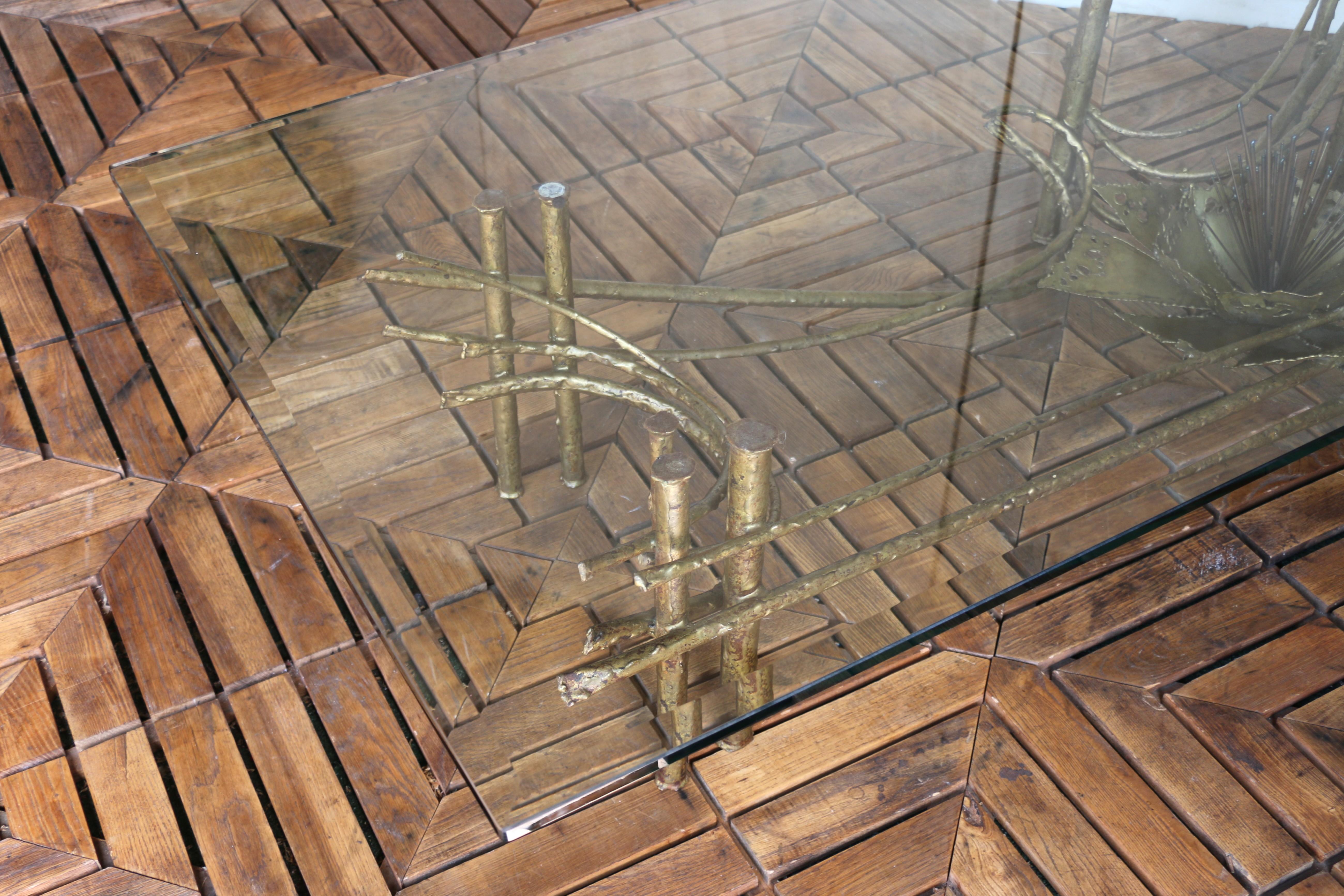 Metal Mid-Century Modern Brutalist Lotus Coffee Table, Circa 1960s For Sale