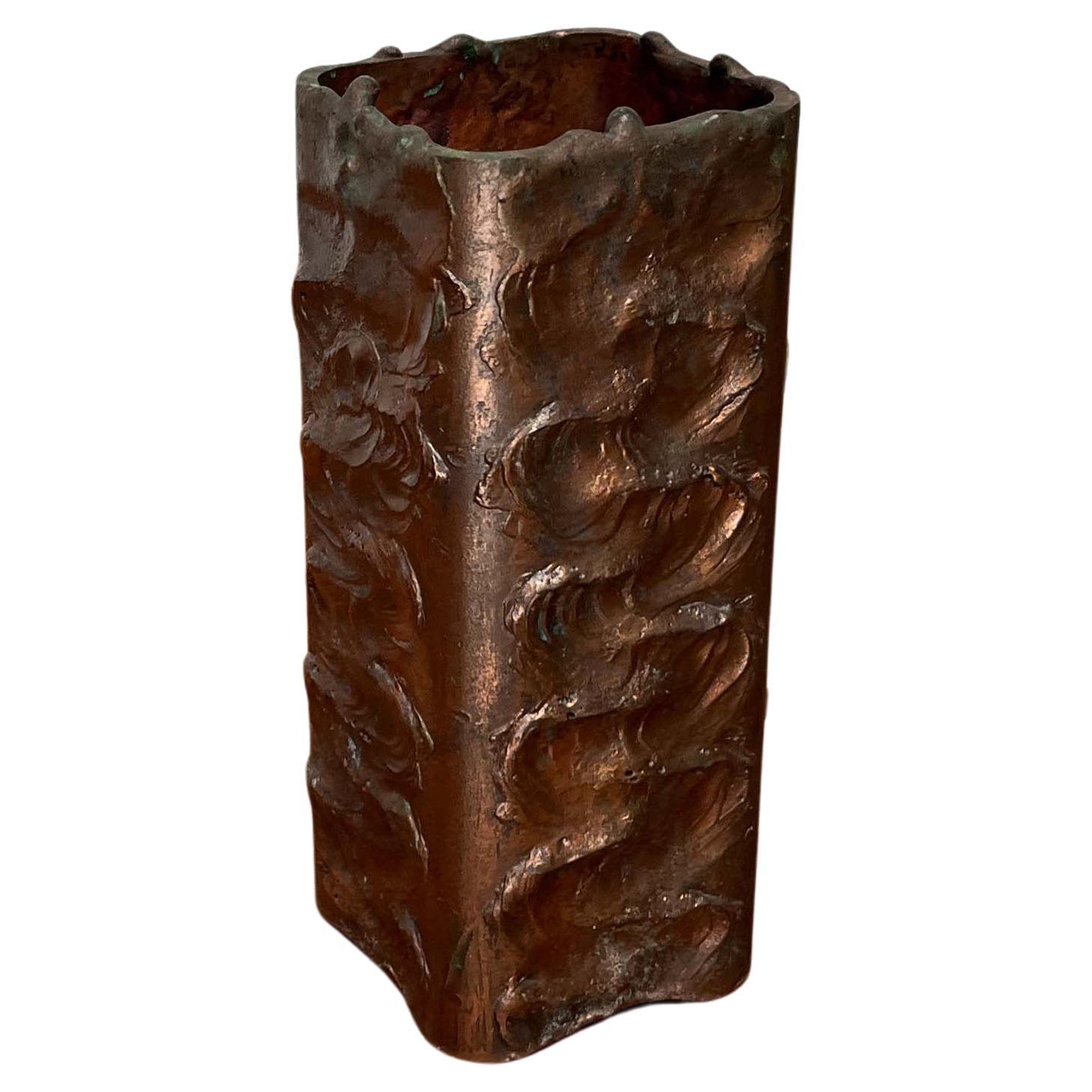 Mid-Century Modern Brutalist Metal Block Vase, Finland, 1960s