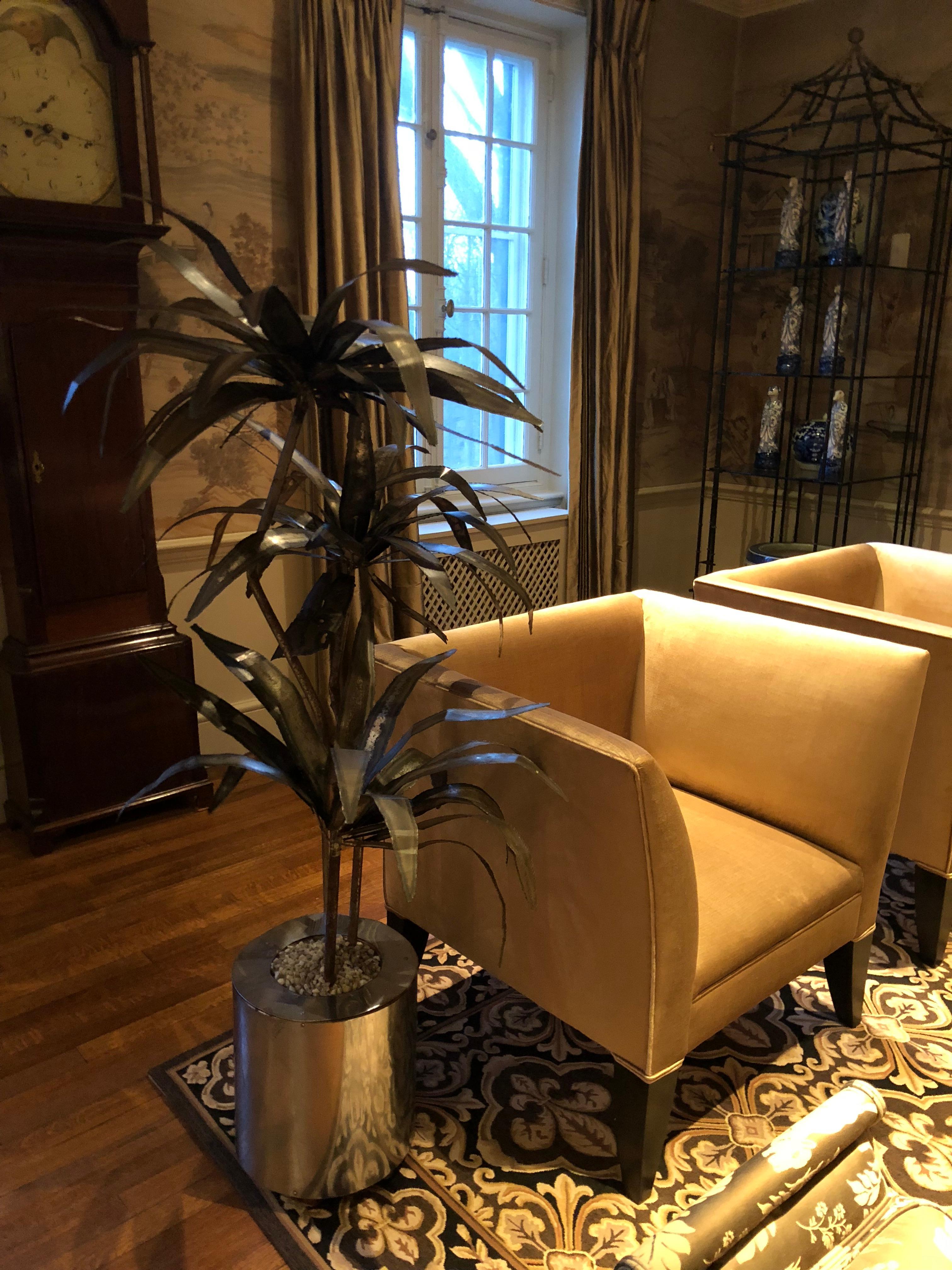 Mid-Century Modern Brutalist Metal Sculpture of a Potted Palm Tree 5