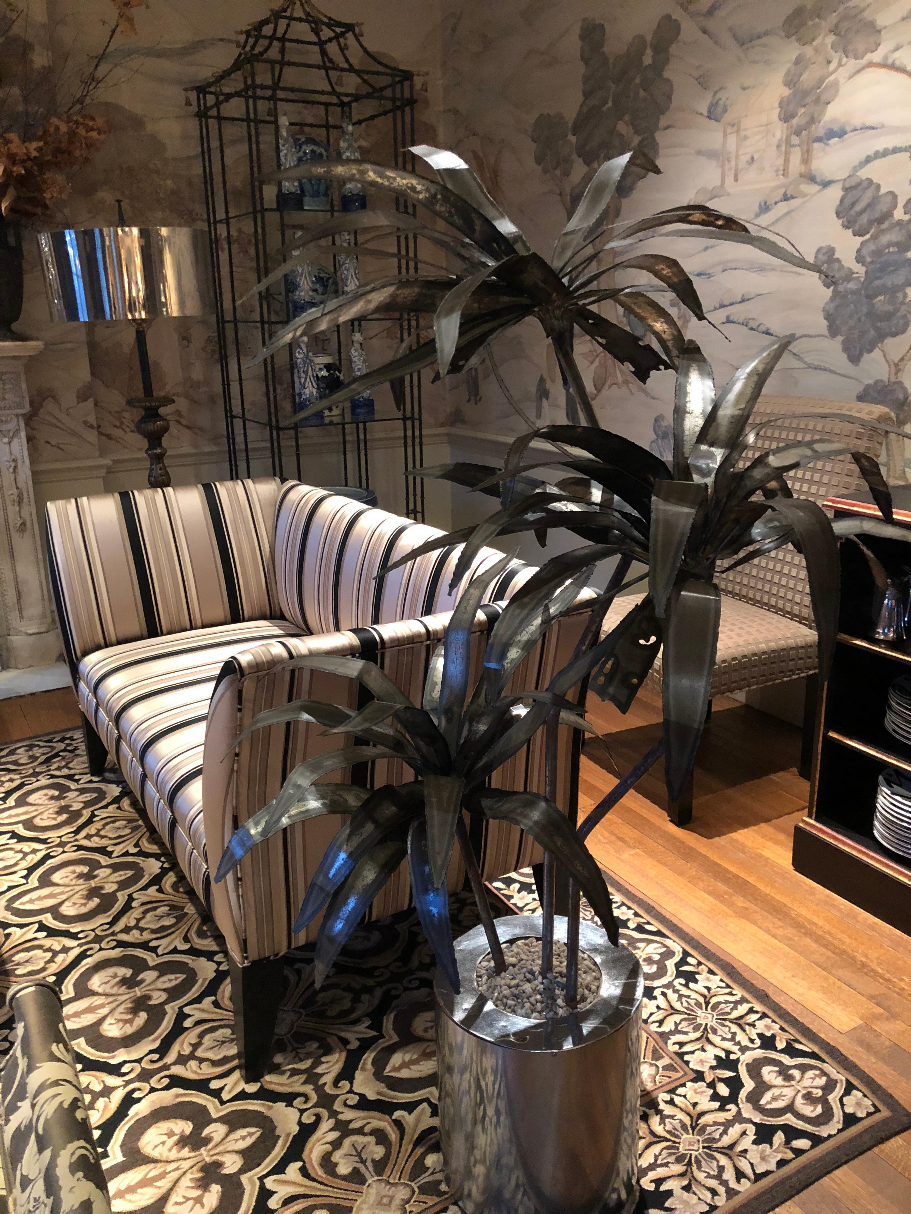 Mid-Century Modern Brutalist Metal Sculpture of a Potted Palm Tree 6