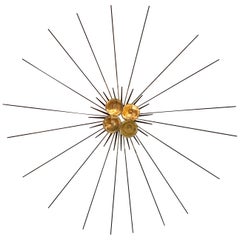 Mid-Century Modern Brutalist Metal Sunburst Wall Sculpture