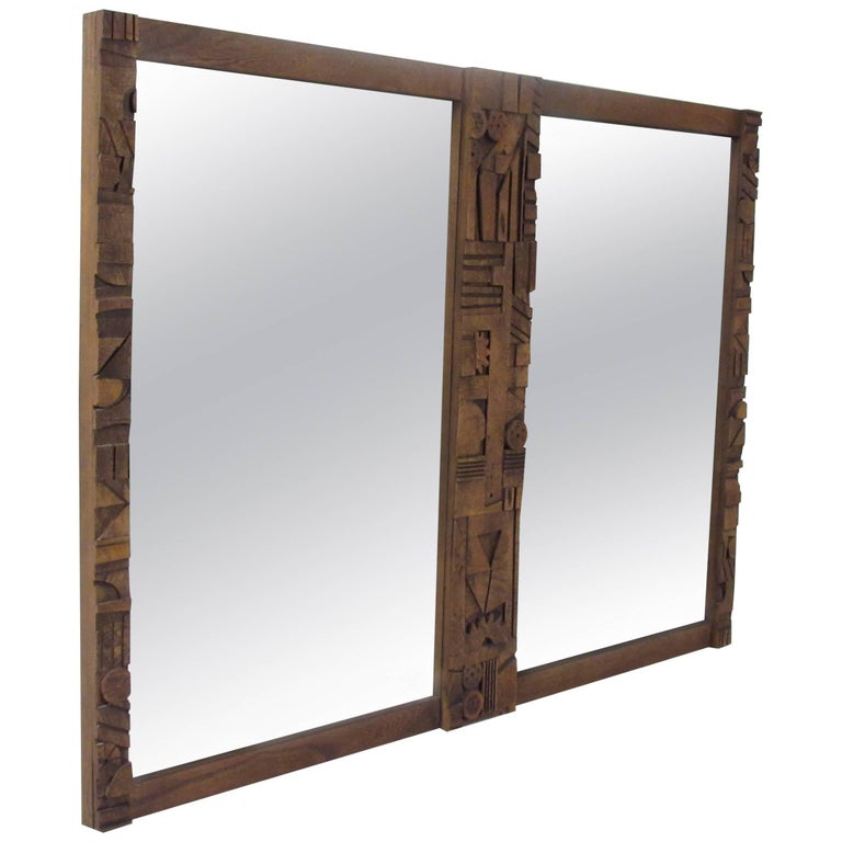 Mid-Century Modern Brutalist Mirror by Lane Furniture For Sale