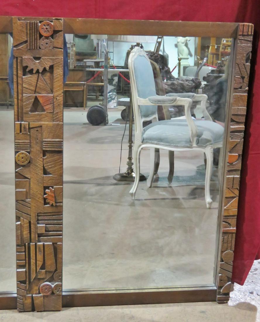 20th Century Mid-Century Modern Brutalist Mirror in the Style of Lane Furniture For Sale