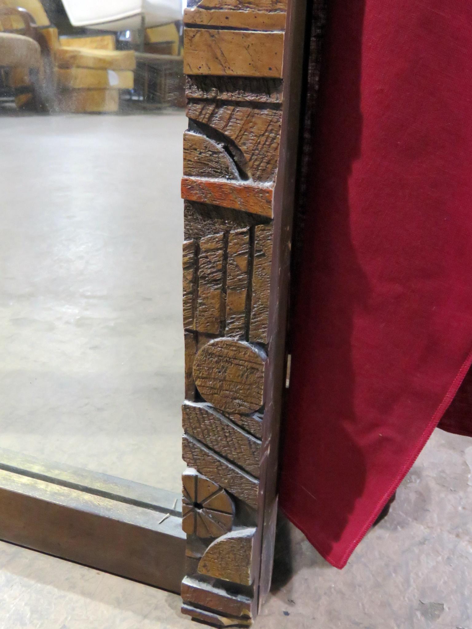 Mid-Century Modern Brutalist Mirror in the Style of Lane Furniture For Sale 3